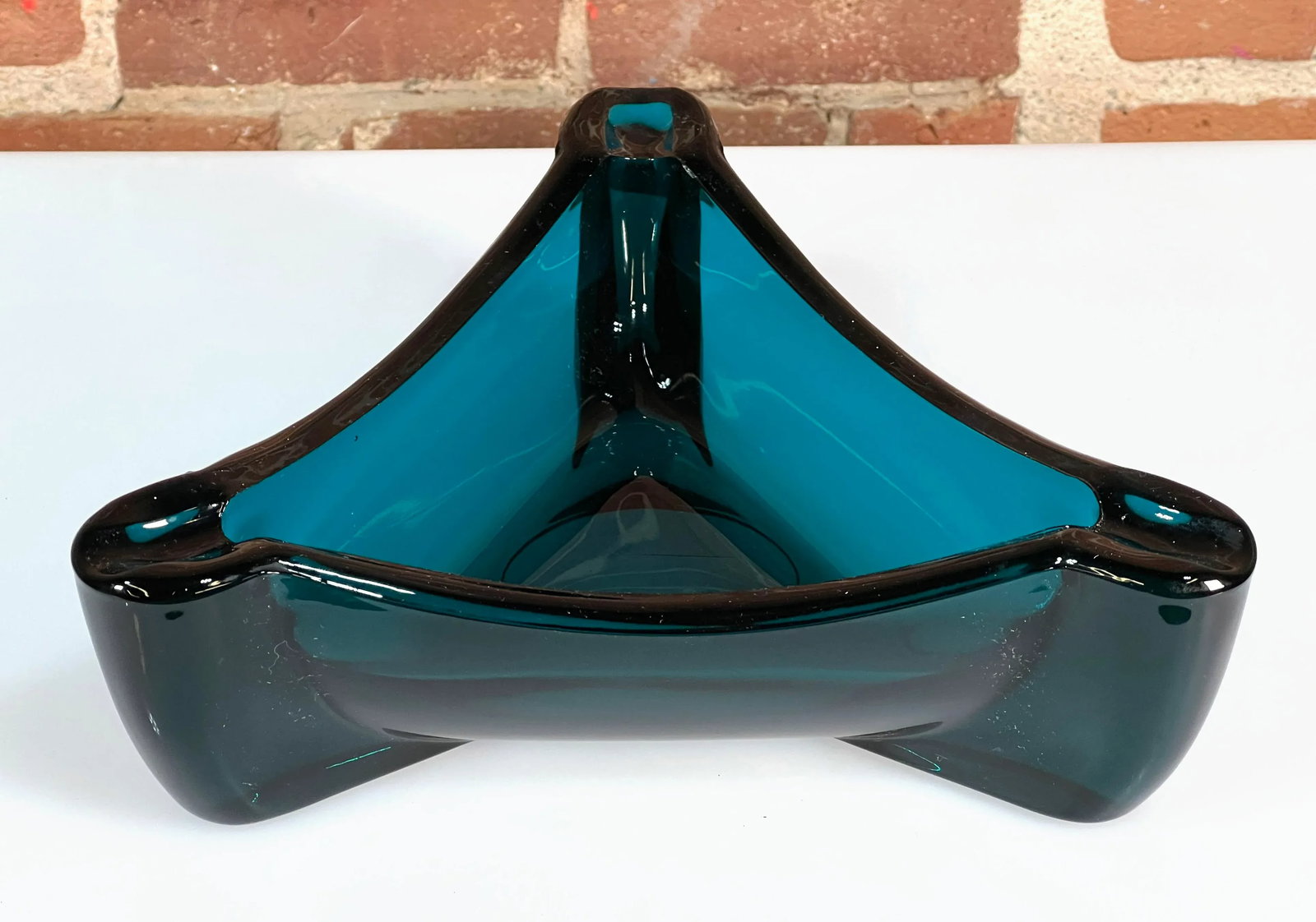 Rare Vintage Blue Viking Bluenique Triangular Cigar Ashtray - 4
