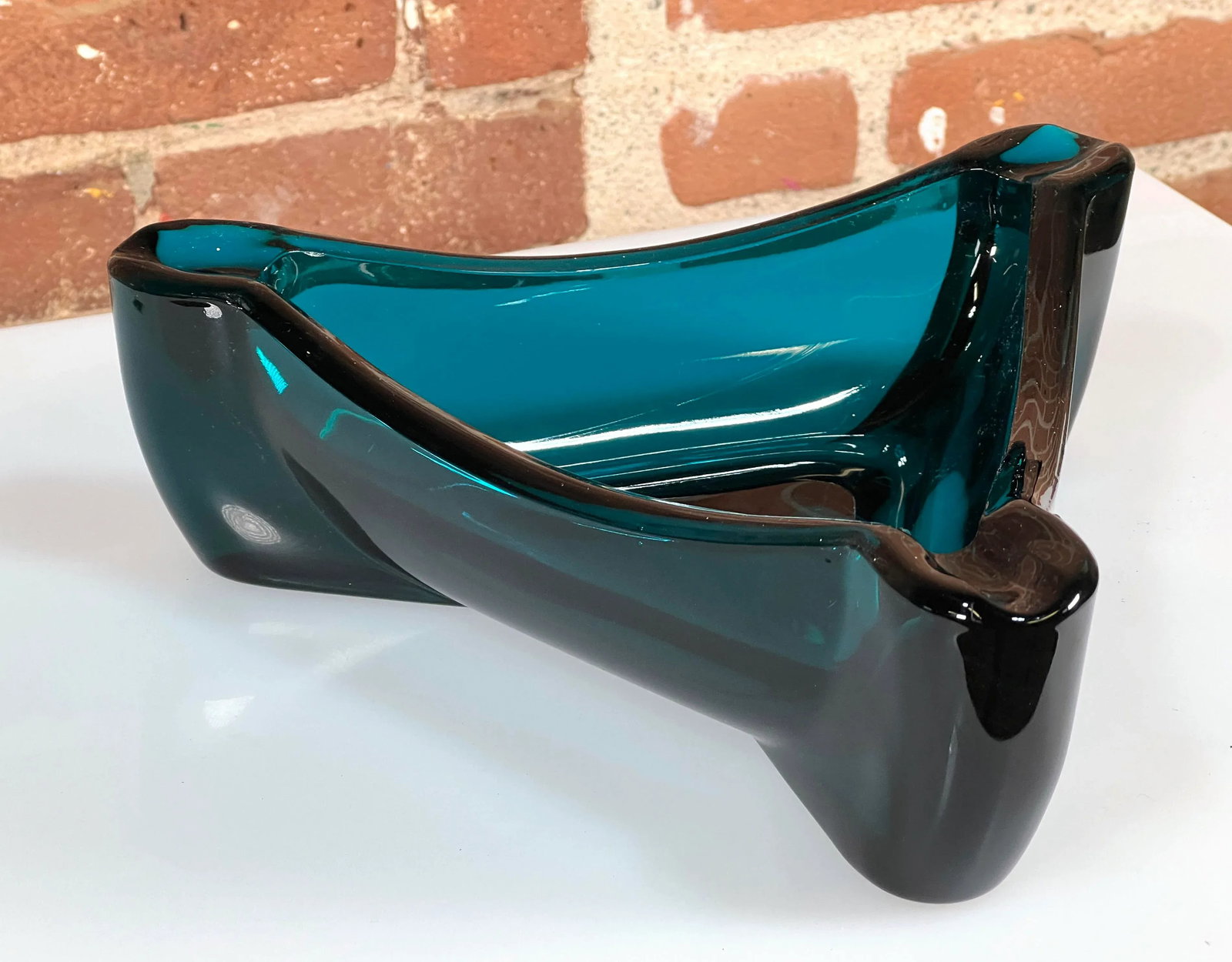Rare Vintage Blue Viking Bluenique Triangular Cigar Ashtray - 8