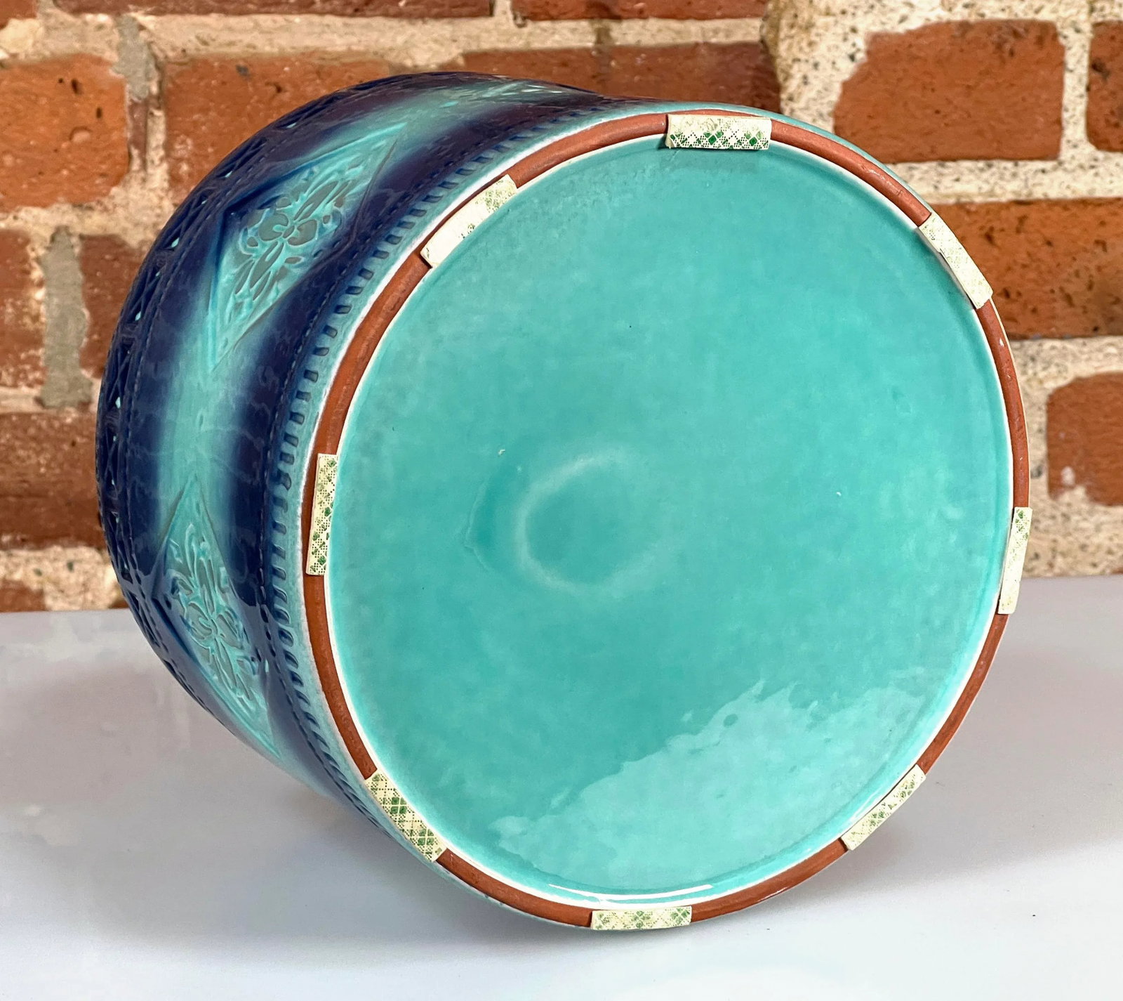 Vintage Italian Modern Bitossi Art Pottery Blue & Turquoise Large Vase - 8