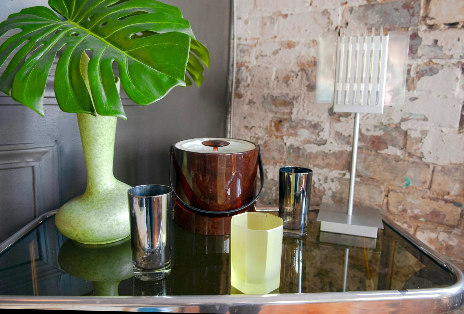 1960s Mid-Century Modern Chrome Modernist Cocktail Glasses Attributed to Dorothy Thorpe- Set of 8 - 2