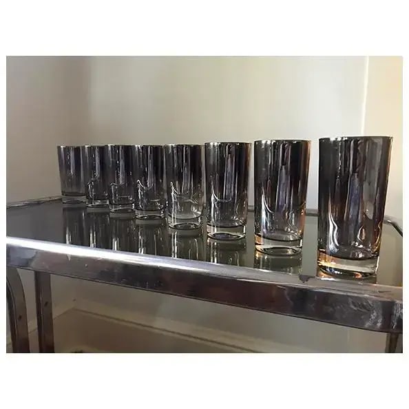 1960s Mid-Century Modern Chrome Modernist Cocktail Glasses Attributed to Dorothy Thorpe- Set of 8 - 4