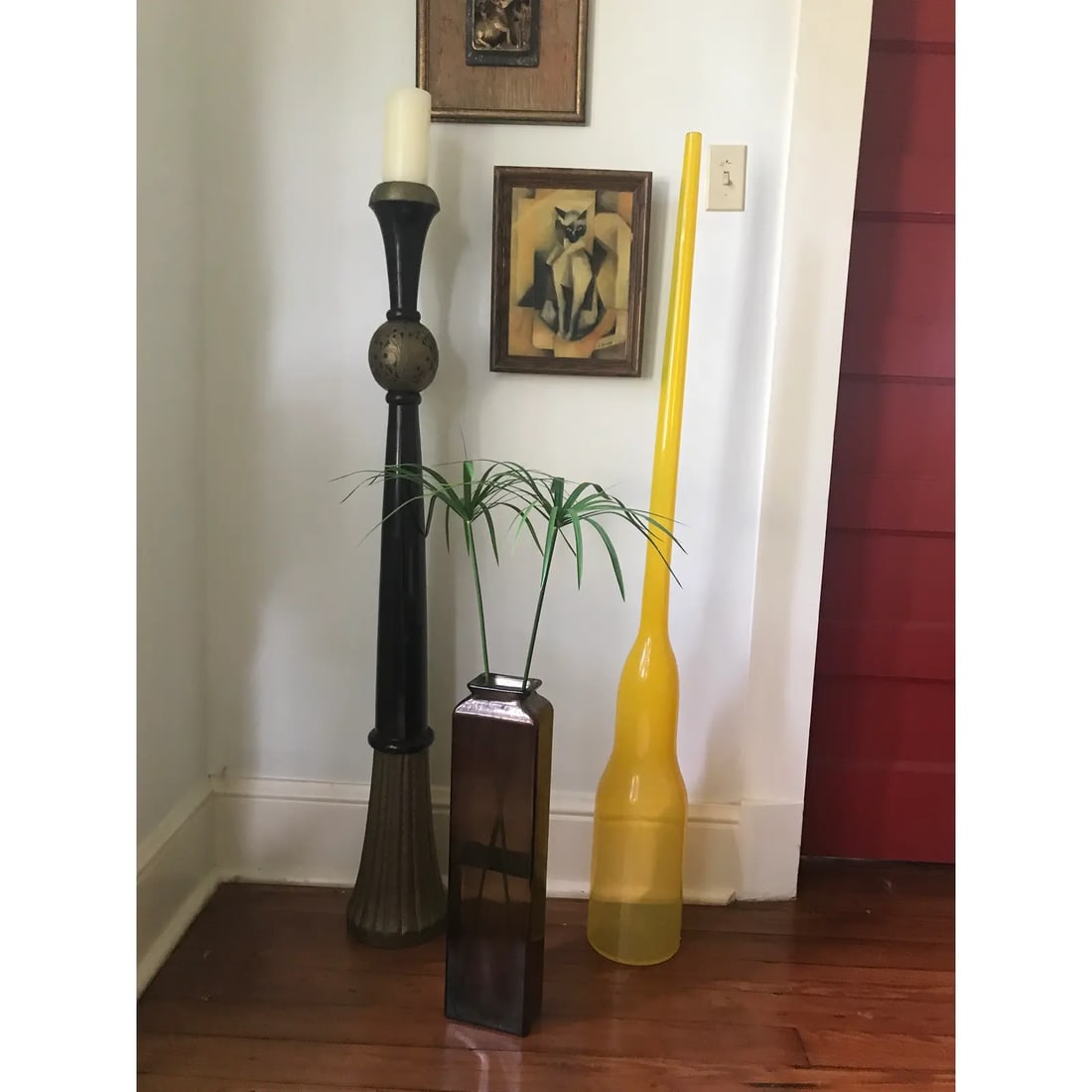 Late 20th Century Yellow Modernist Art Glass Floor Vase - 2