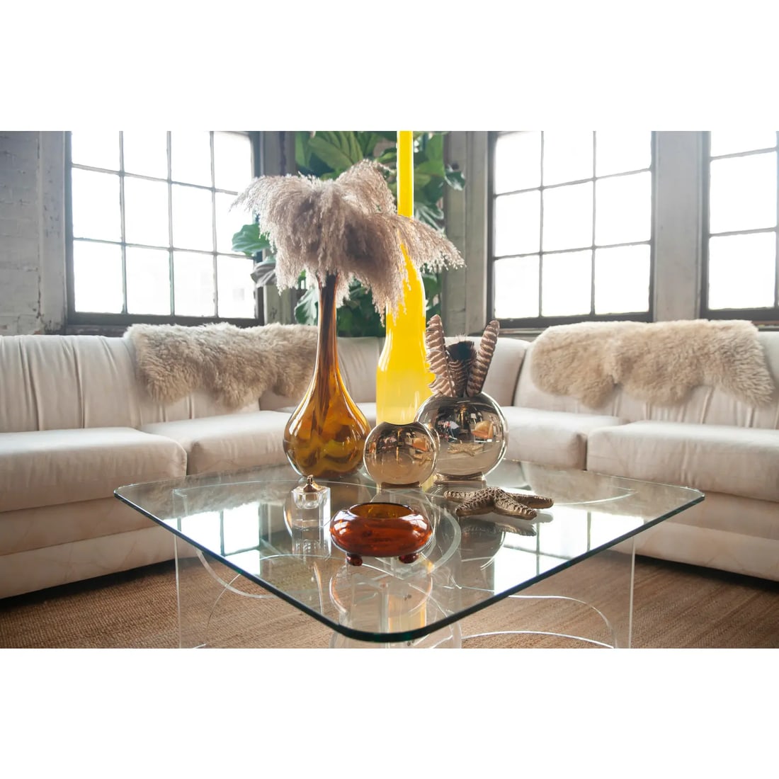Late 20th Century Yellow Modernist Art Glass Floor Vase - 3
