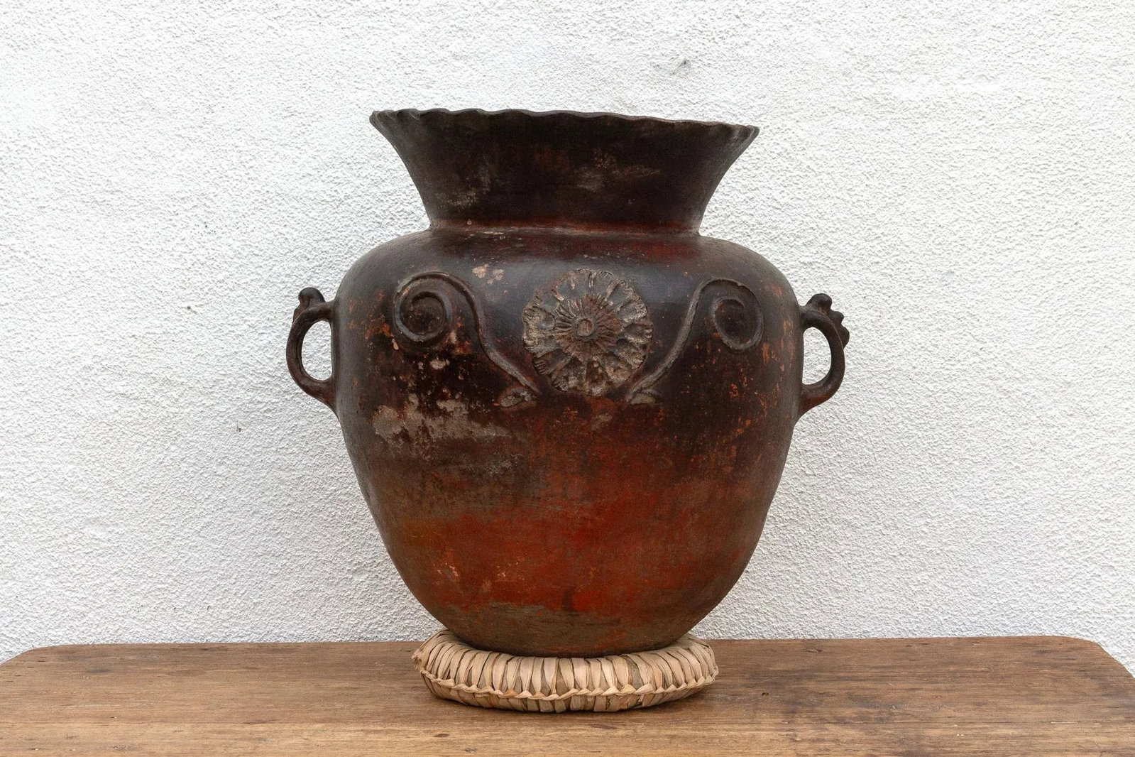 Antique Guatemalan Large Floral Olla - 3