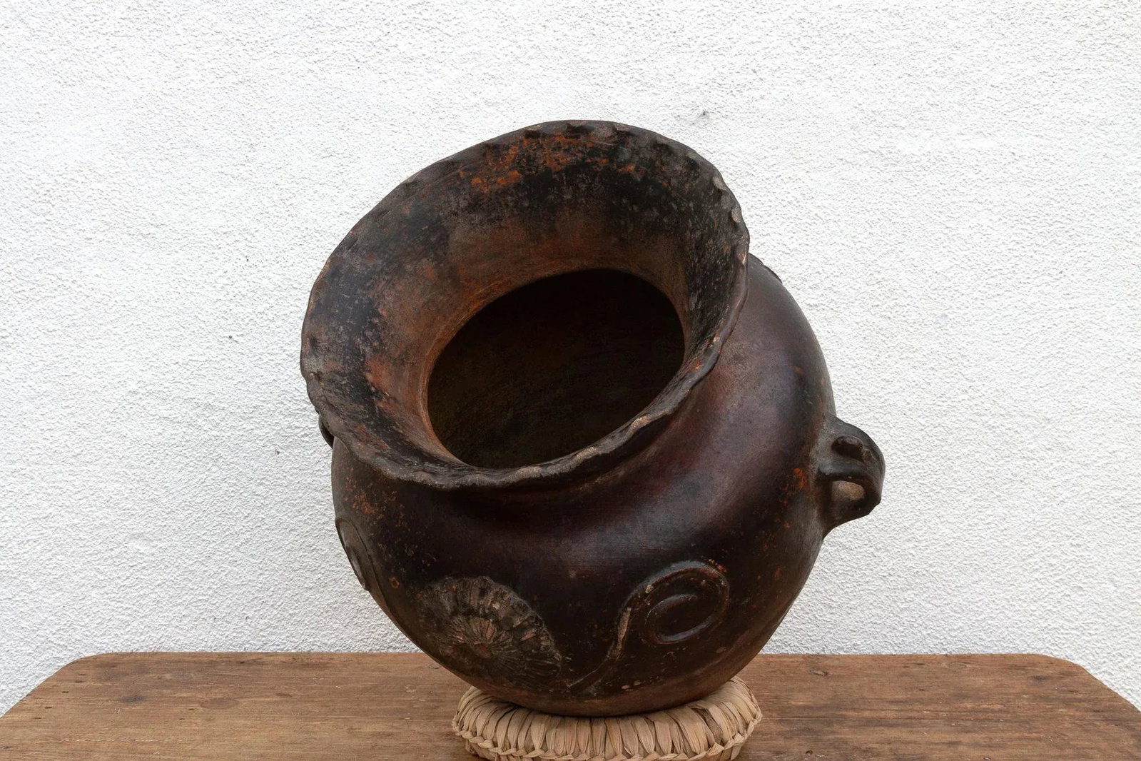 Antique Guatemalan Large Floral Olla - 9