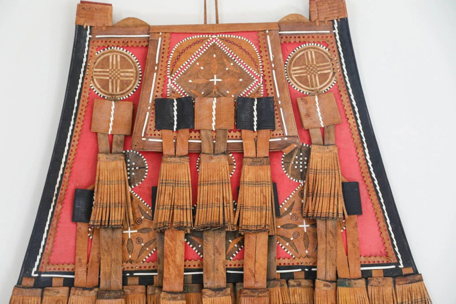Antique African Tuareg Red Black and Brown Leather Bag - 11