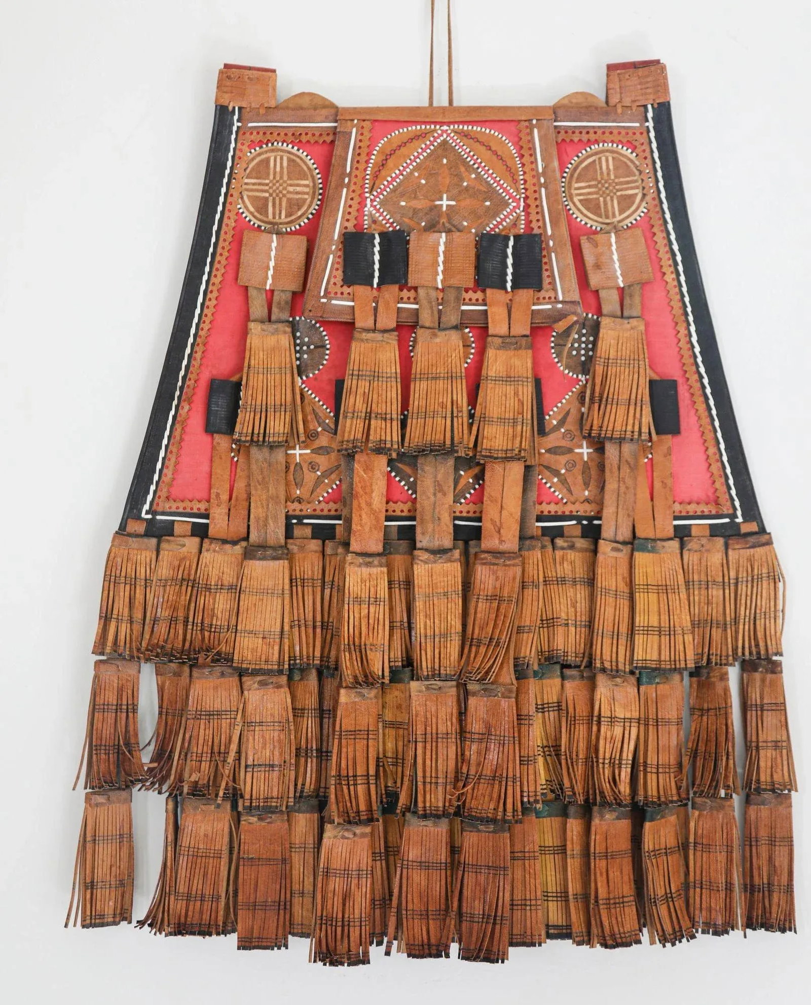 Antique African Tuareg Red Black and Brown Leather Bag - 12