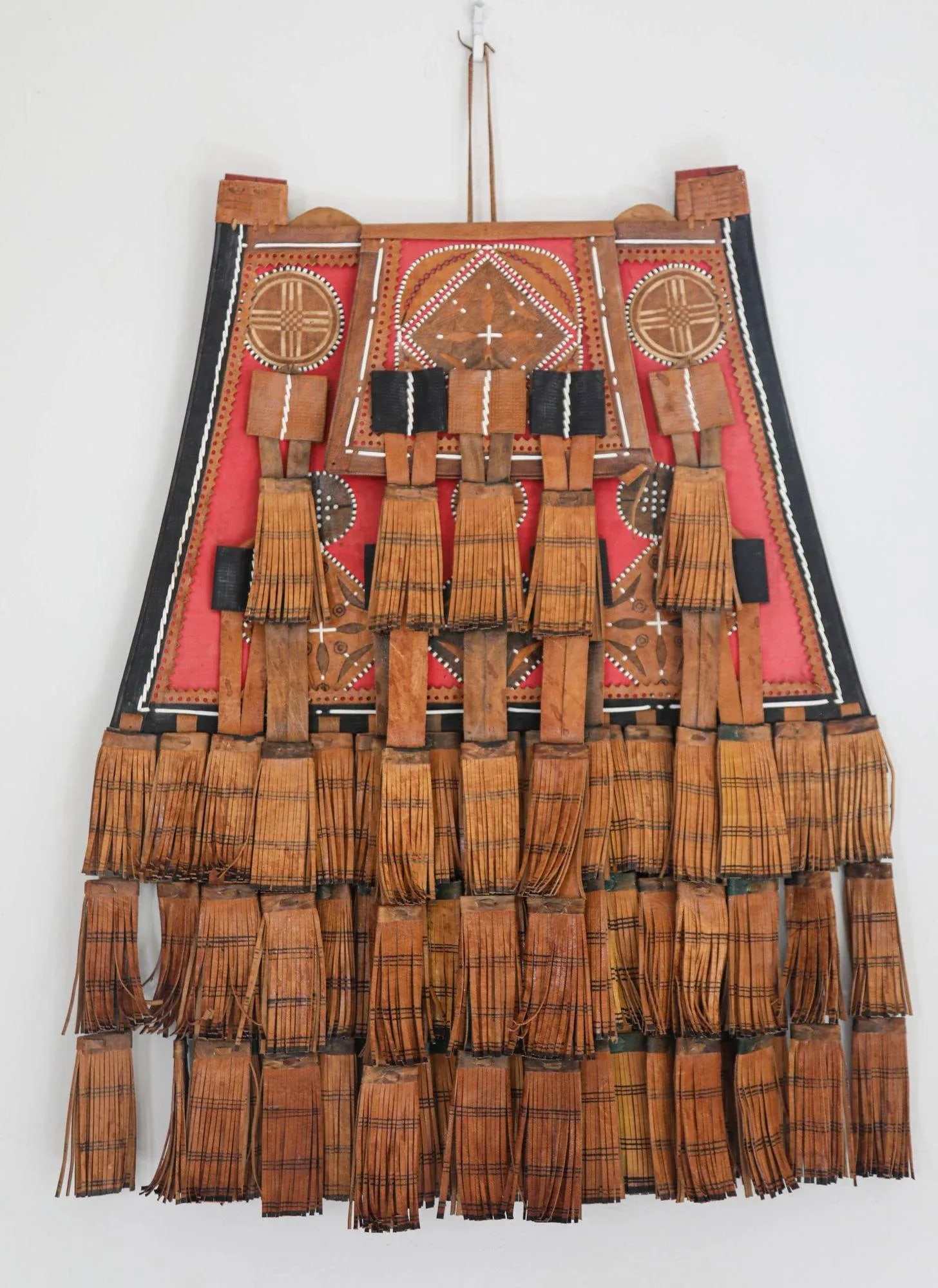 Antique African Tuareg Red Black and Brown Leather Bag - 2