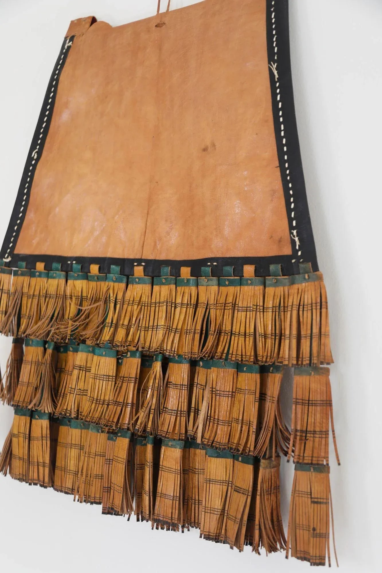 Antique African Tuareg Red Black and Brown Leather Bag - 6