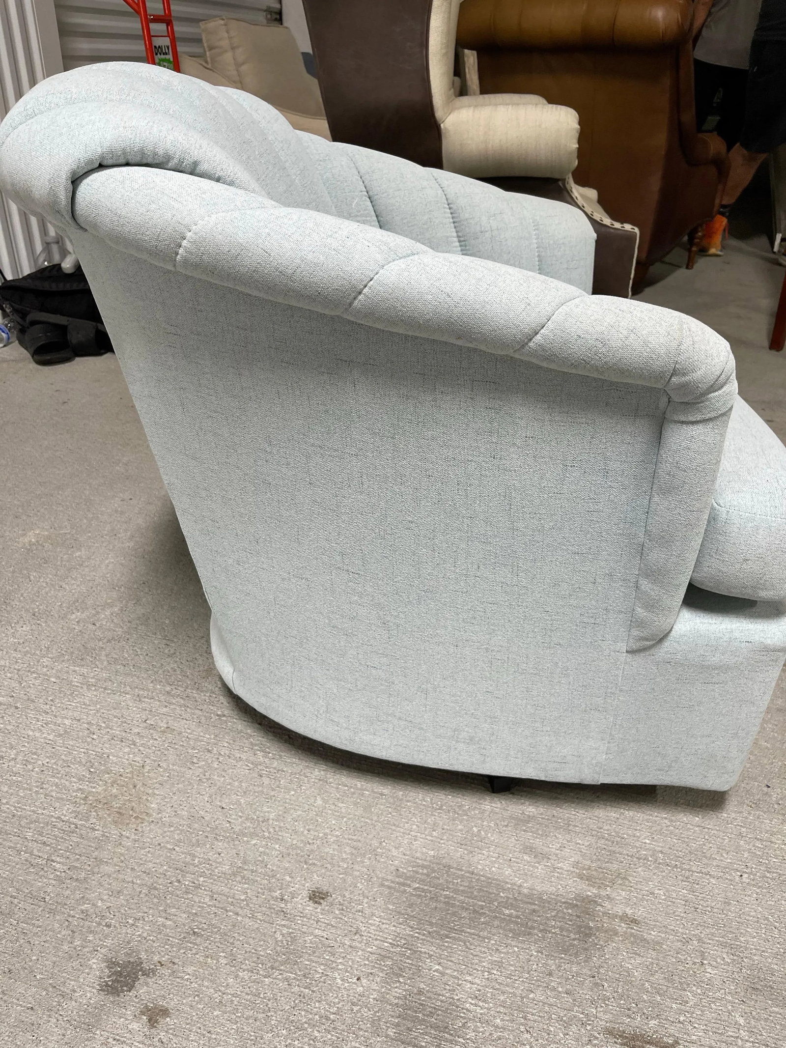 Pair of Light Blue Shade Swivel Club Chairs with a Fan Back Design, 21st Century - 4