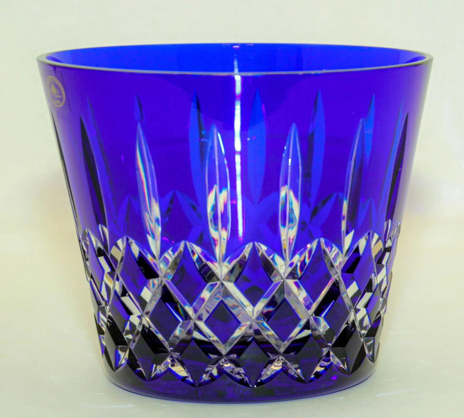 Cobalt Blue Crystal Ice Bucket Ajka Arabella Barware 1960 - 2