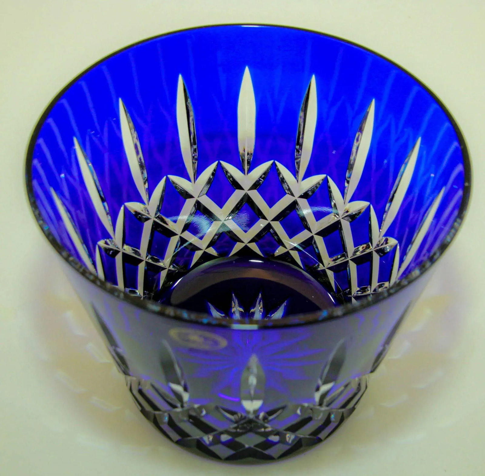 Cobalt Blue Crystal Ice Bucket Ajka Arabella Barware 1960 - 4