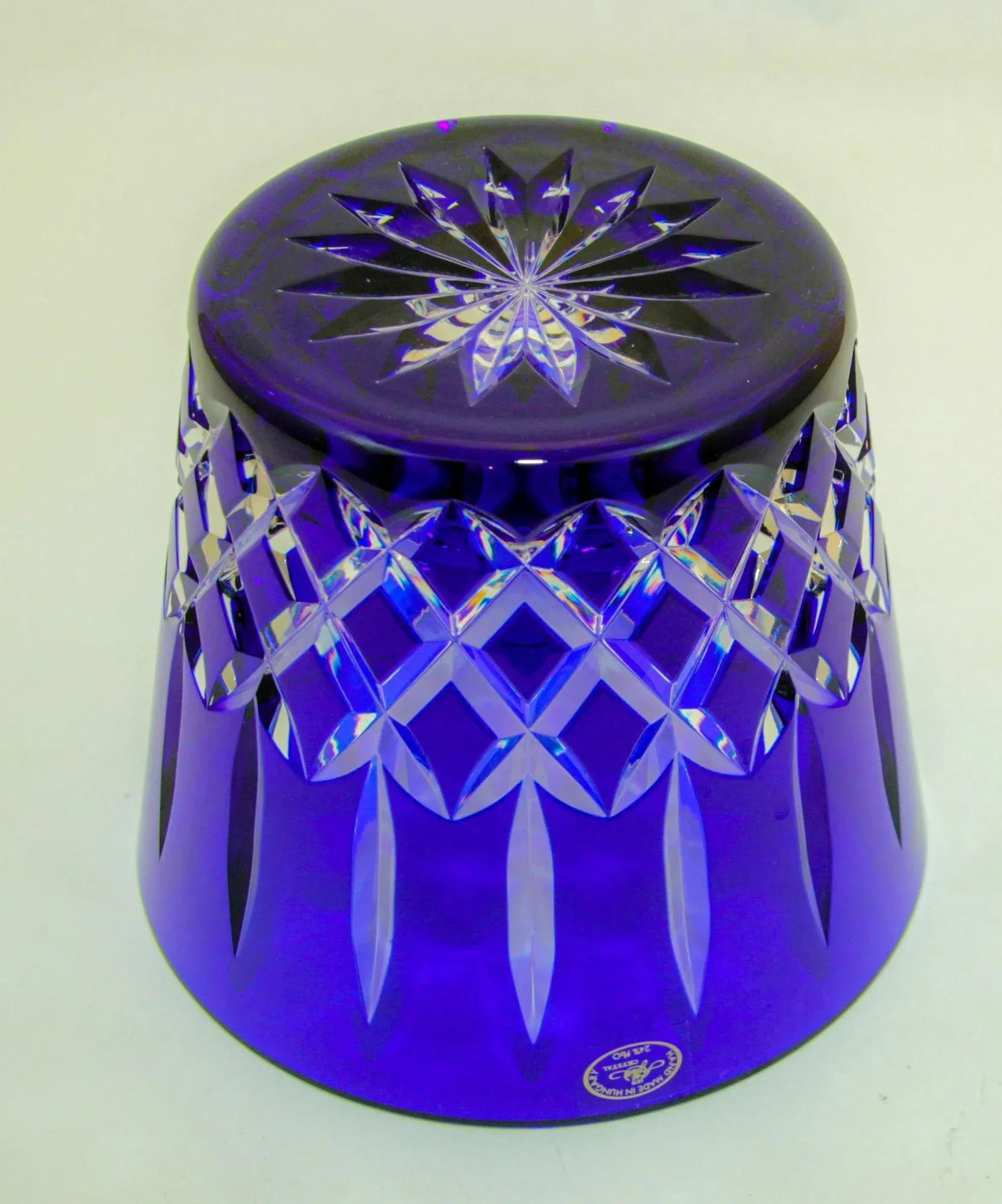 Cobalt Blue Crystal Ice Bucket Ajka Arabella Barware 1960 - 5