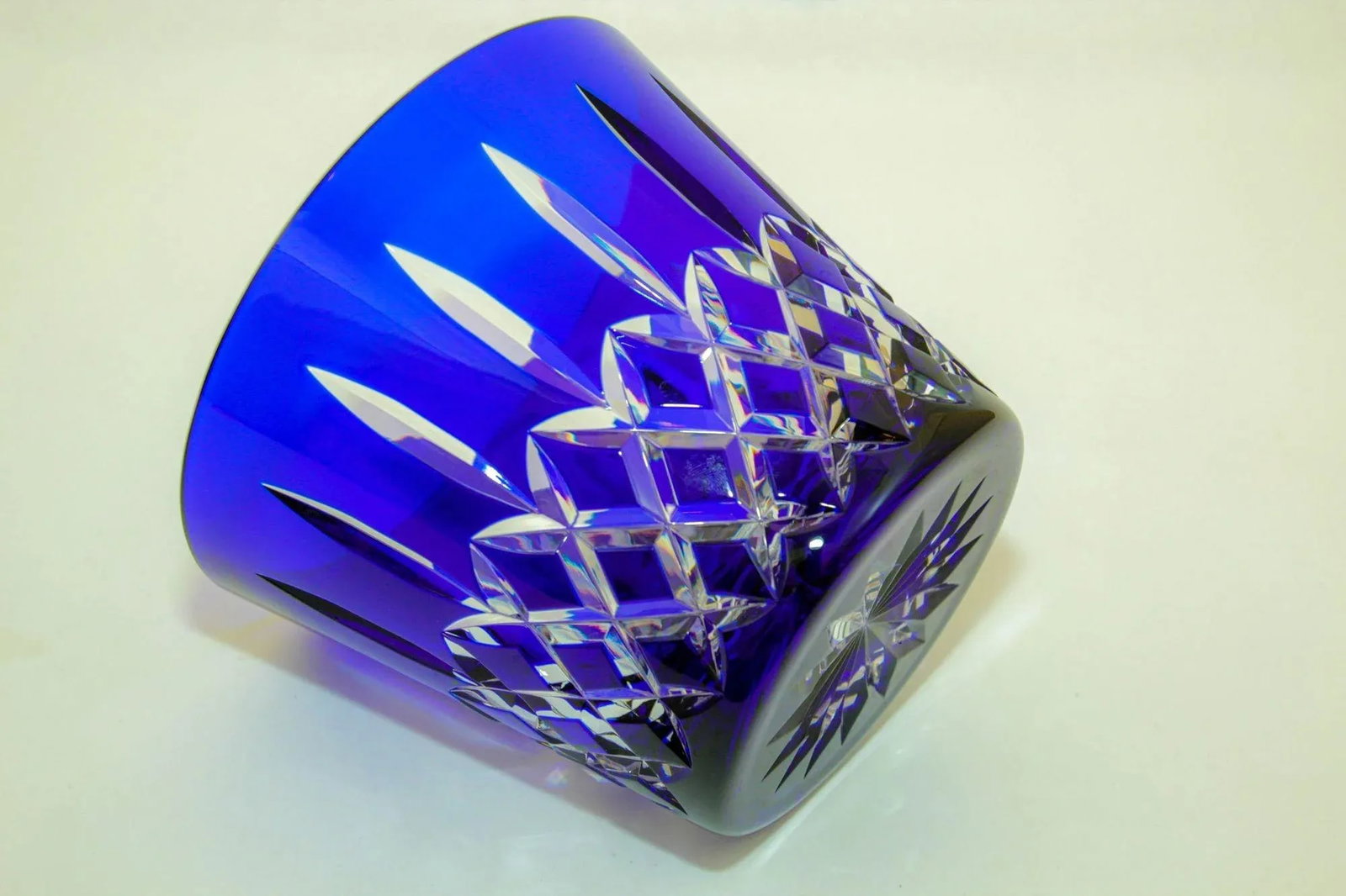 Cobalt Blue Crystal Ice Bucket Ajka Arabella Barware 1960 - 6