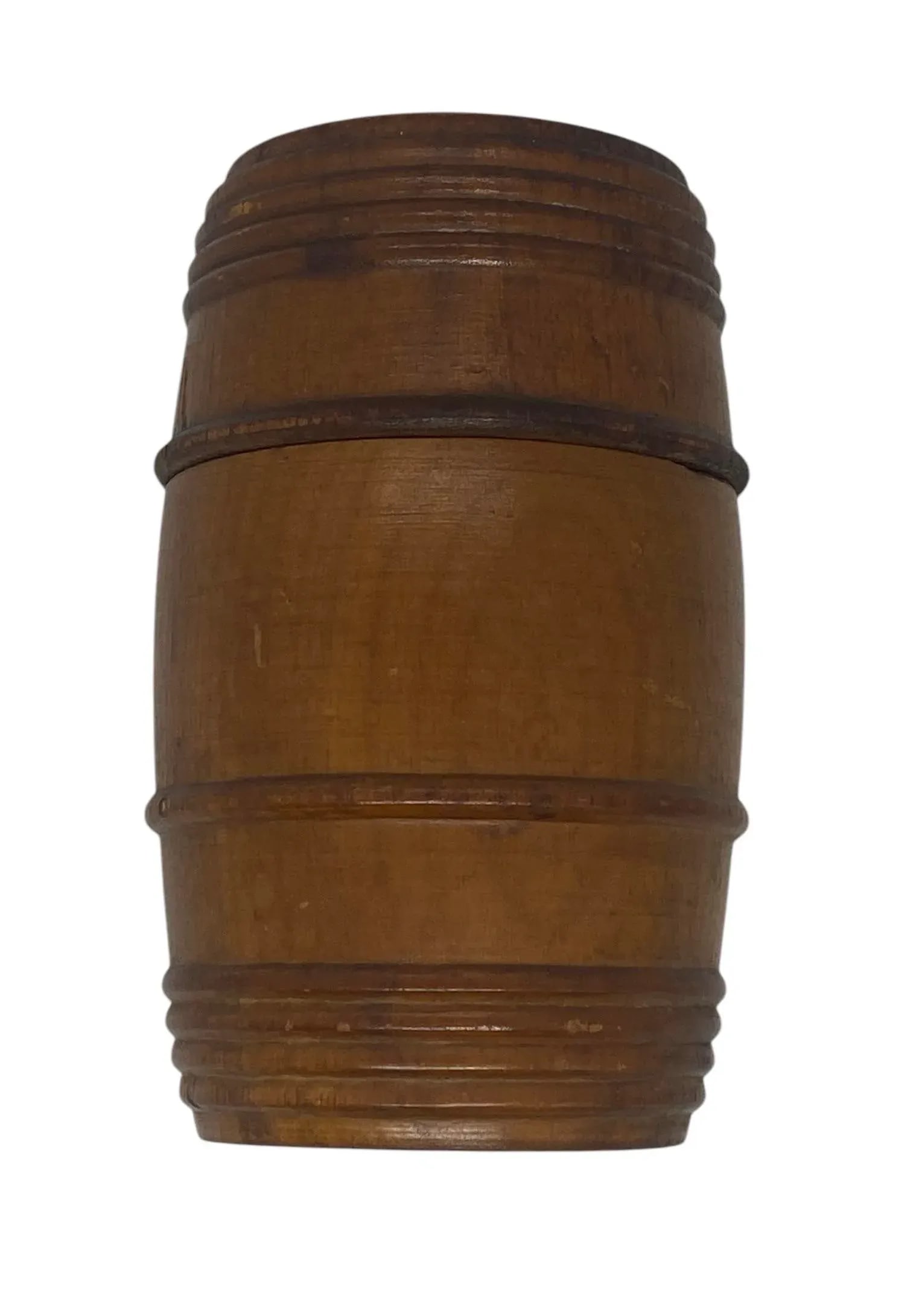 Antique Treen 19th Century English Victorian Cherry Wood Barrel String Holder - 3