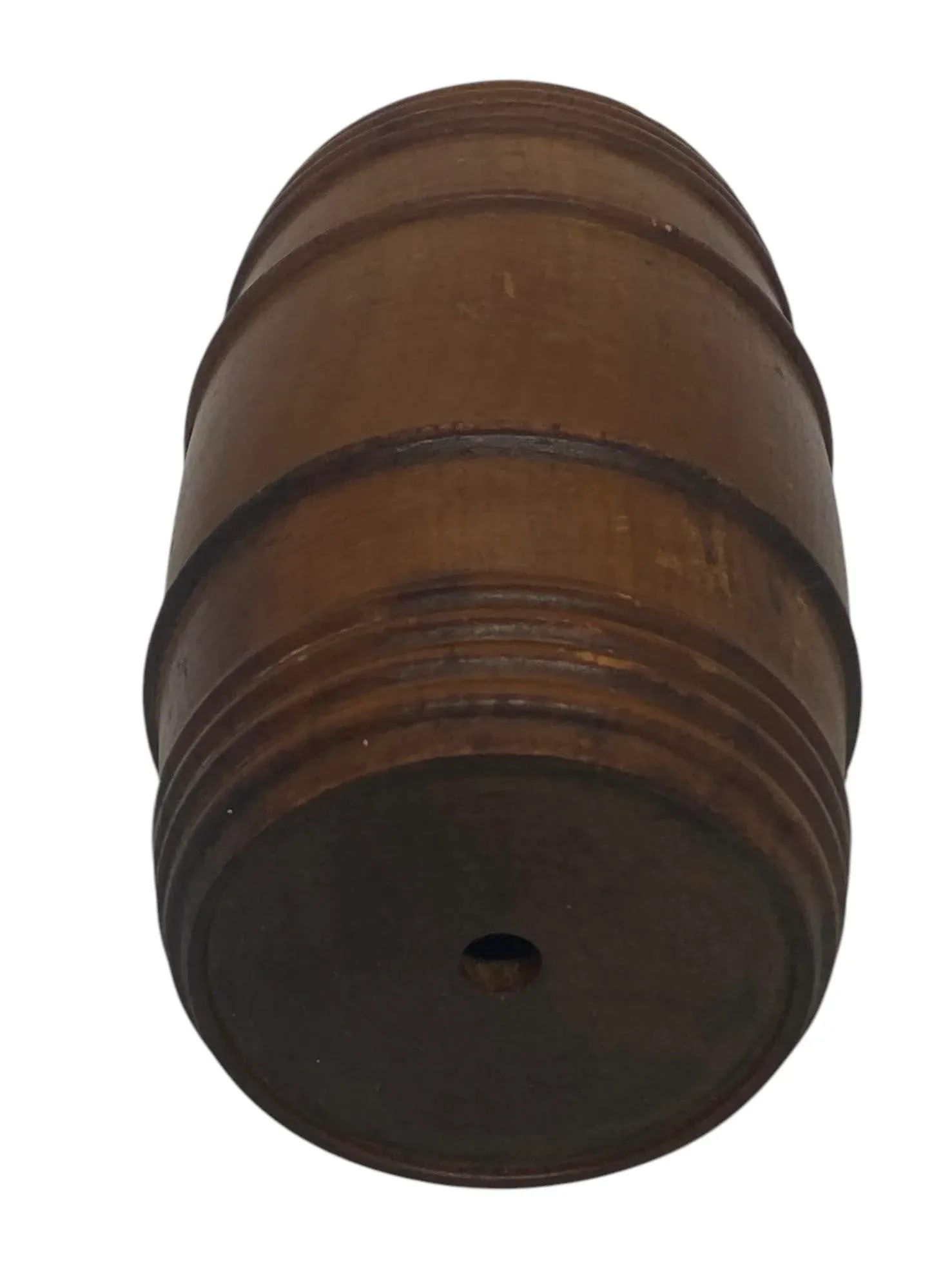Antique Treen 19th Century English Victorian Cherry Wood Barrel String Holder - 5