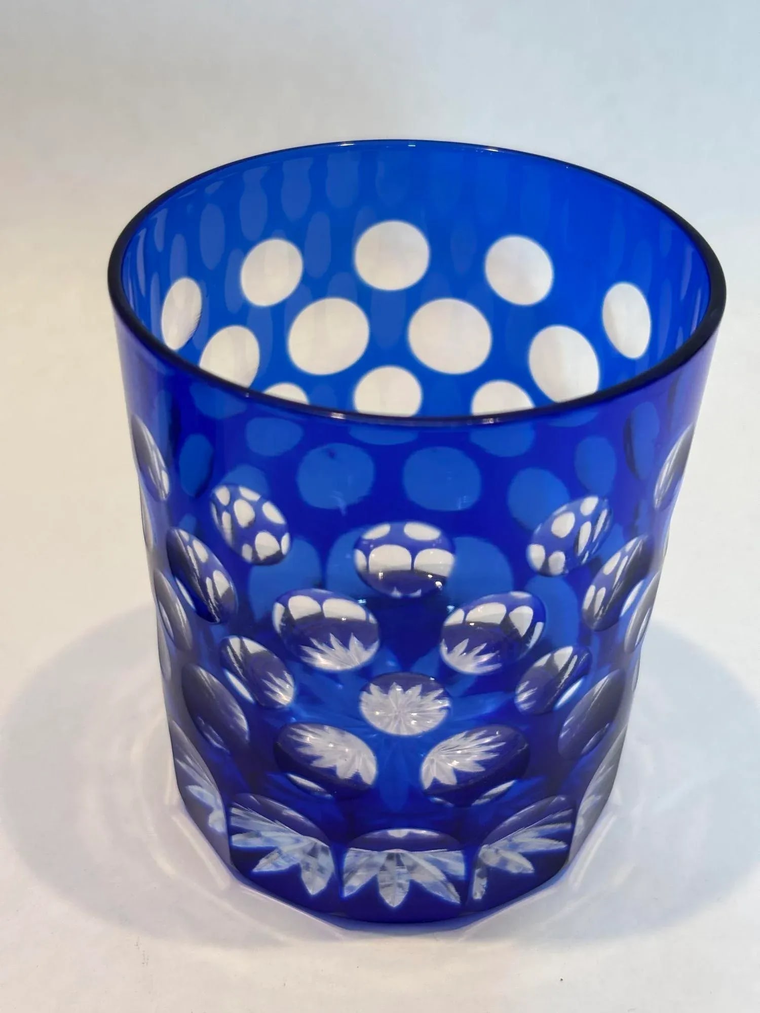 Bohemian Czech Crystal Cobalt Blue Tumblers by Ajka Hungary Set of 5 - 4