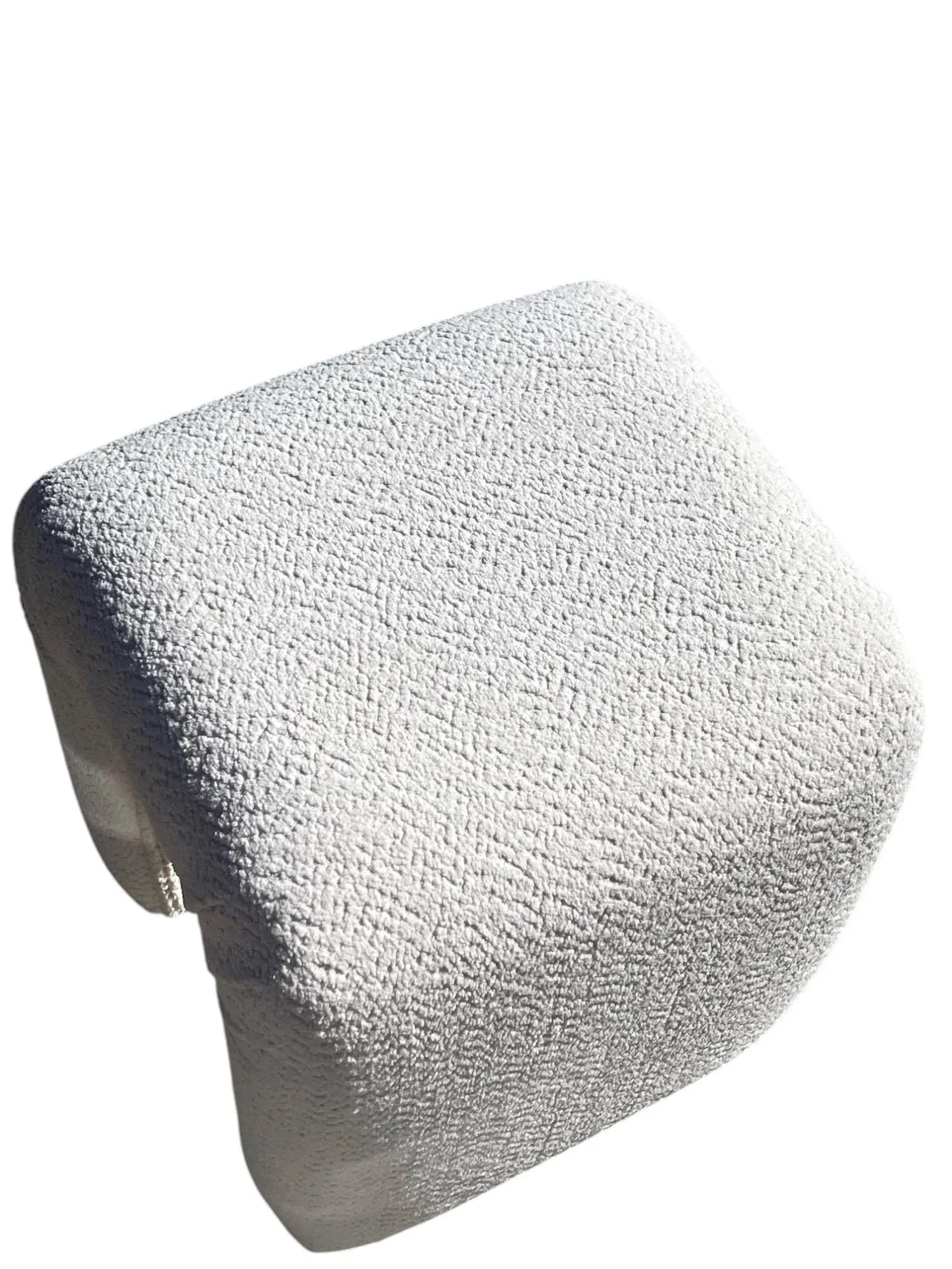 Vintage Vanity Stool or Ottoman, Newly Re-Upholstered in Ivory Chenille - 5