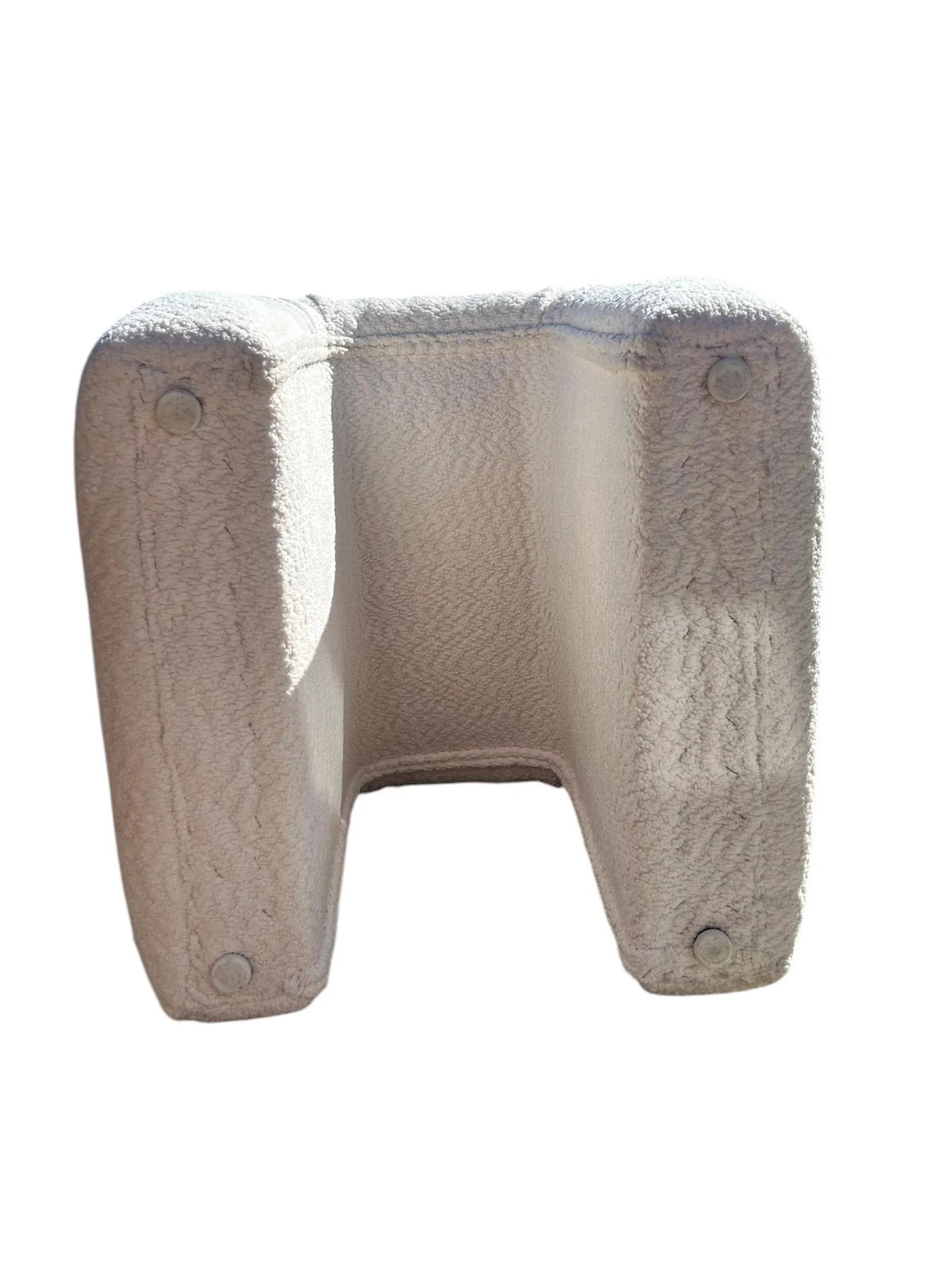 Vintage Vanity Stool or Ottoman, Newly Re-Upholstered in Ivory Chenille - 8
