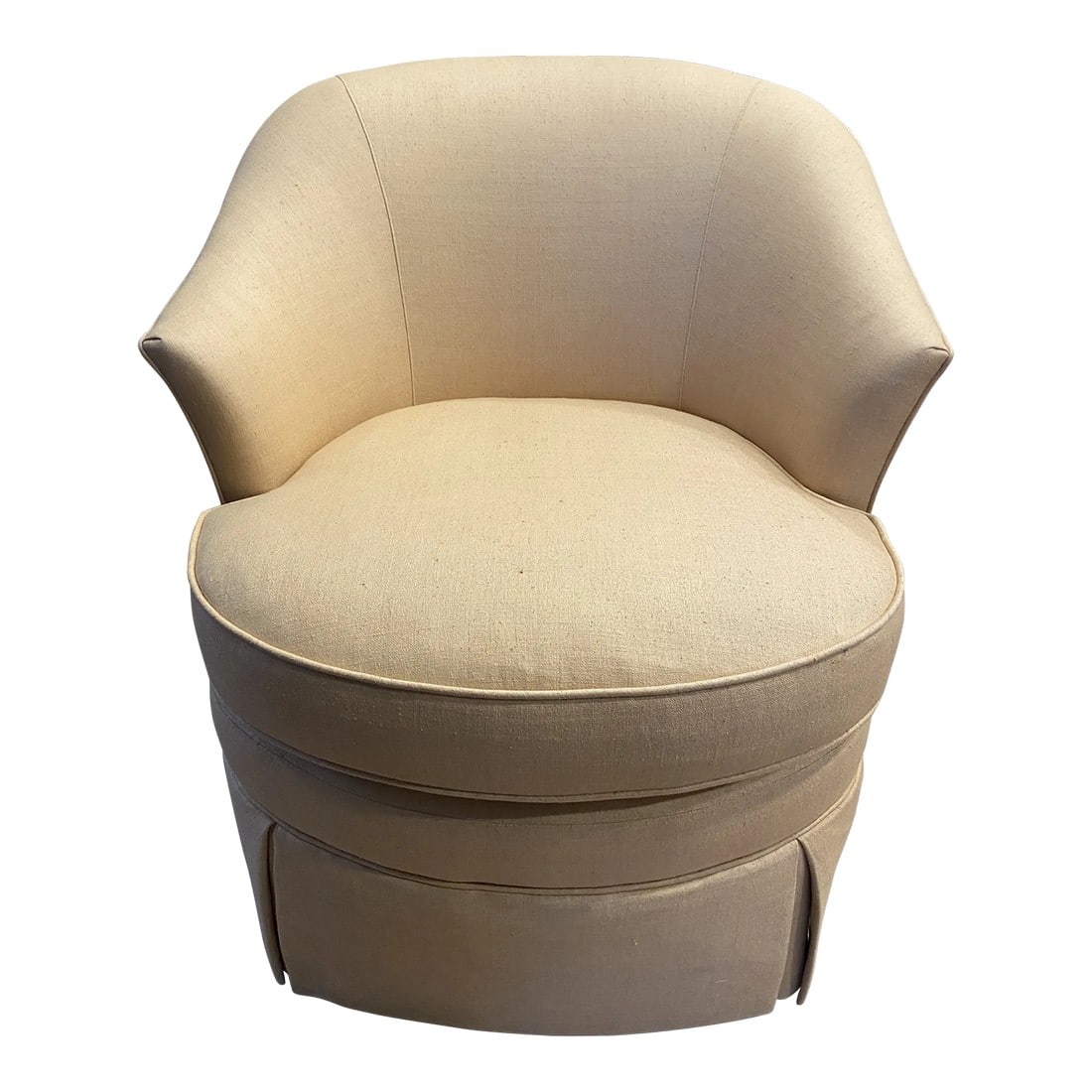Kindel Modern Baroque Dorothy Draper Lily Chair in Cream: Item: Dorothy Draper Lily Chair Style: Baroque, Modern Number of Seats: 1 Dimensions: 31.5" W x 33" D x 34" H Seat Interior Width: 27.0 in Seat Interior Depth: 24.0 in Seat Height: 20.5 in Arm