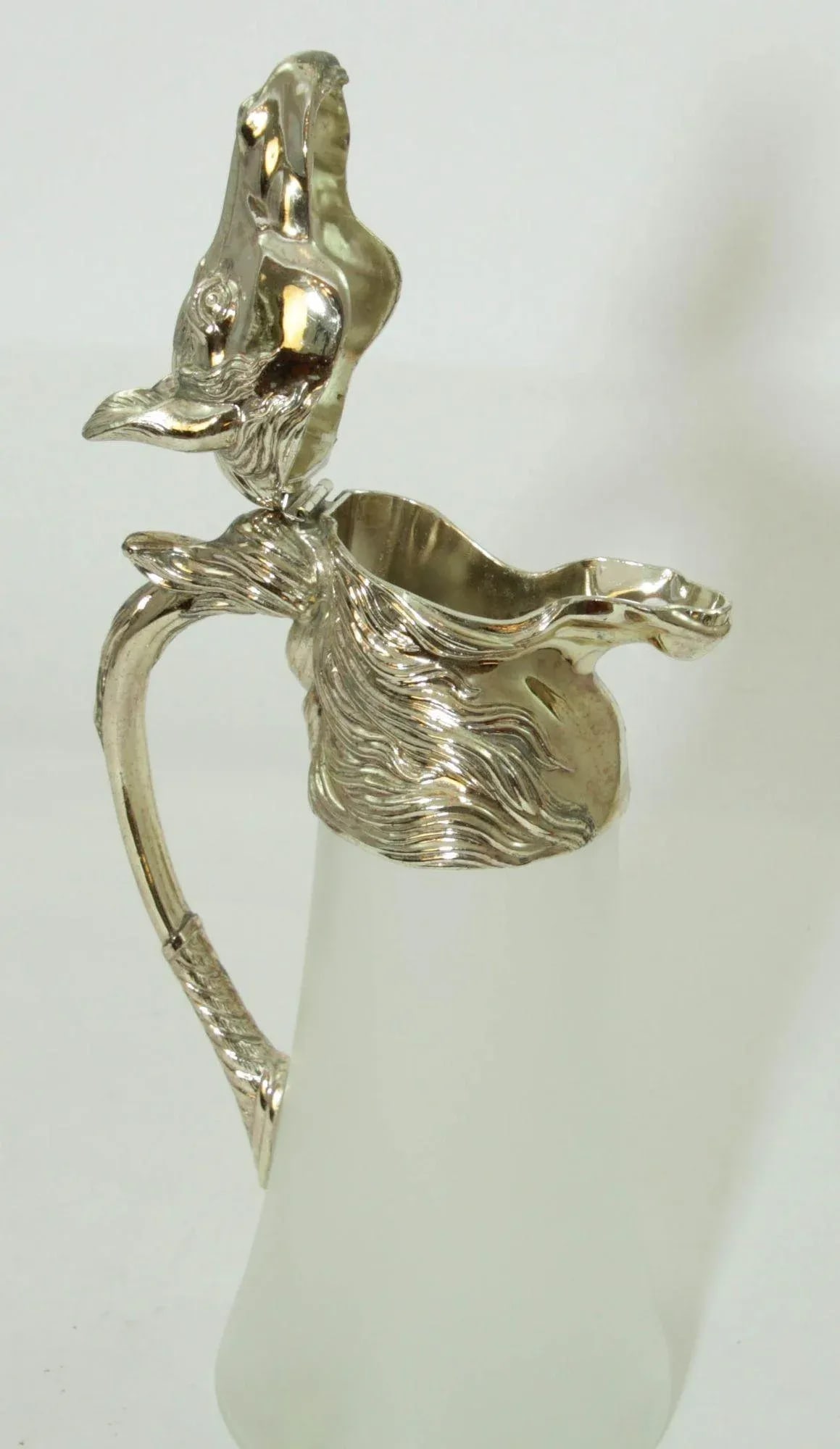 Equestrian Silver Plate Nickel Horse Head and Frosted Glass Decanter Pitcher - 11