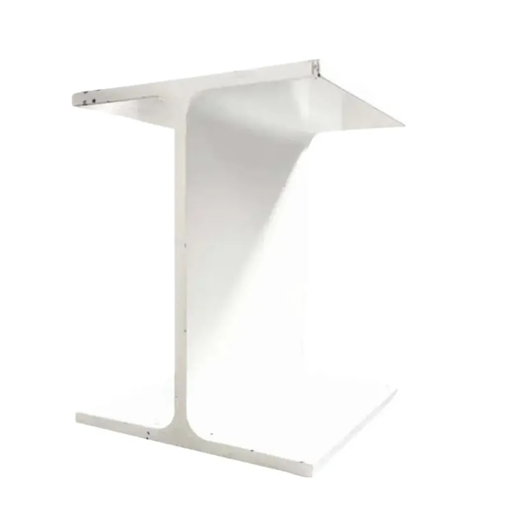 Ward Bennett Modern White 3078 I-Beam Table and Stool for Brickell, C. 1969, Usa - 2