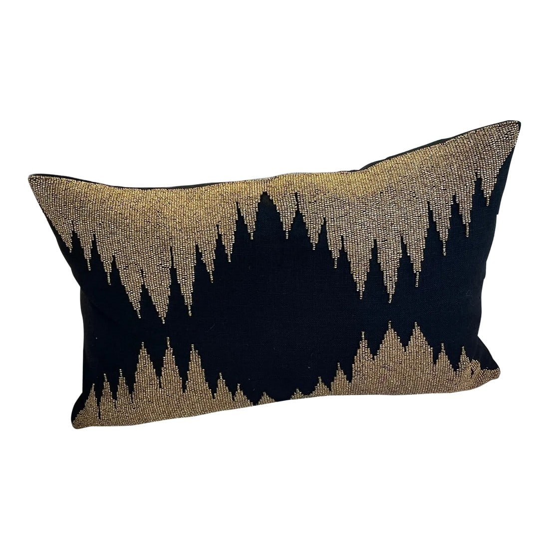 Gold and Black Beaded Linen Throw Pillow (1 of 3)