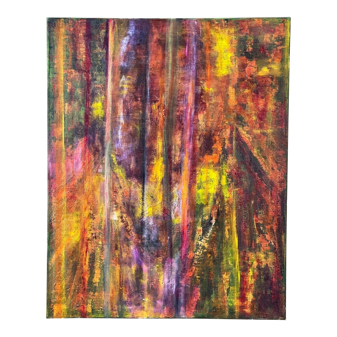 Vintage 20th Century Modernist Abstract Oil on Canvas Painting: Fabulous late 20th century oil on canvas painting! Great style to it, very impactful strokes and brilliant use of color! Nice thick gallery wrapped and painted edges mean you can hang this work as is,