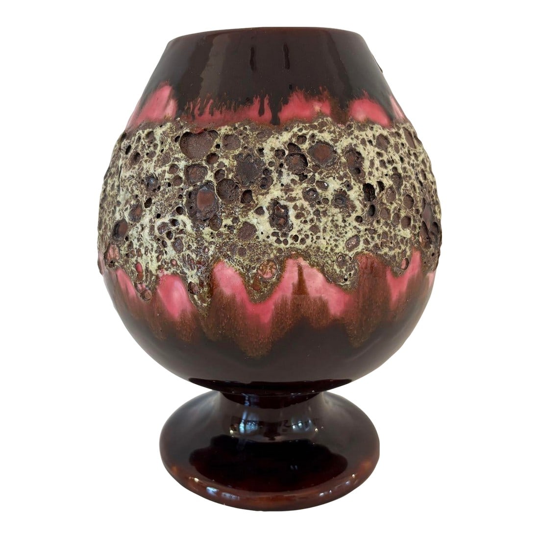 Vallauris Large Ceramic Fat Lava Footed Vase 1950s Charles Cart Style (1 of 8)