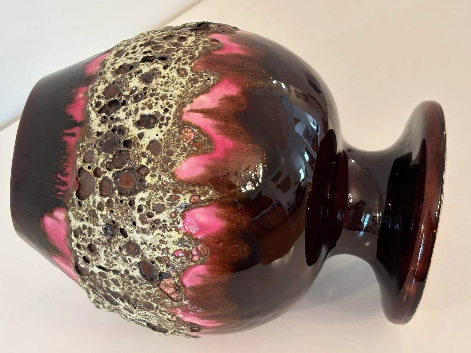 Vallauris Large Ceramic Fat Lava Footed Vase 1950s Charles Cart Style - 7