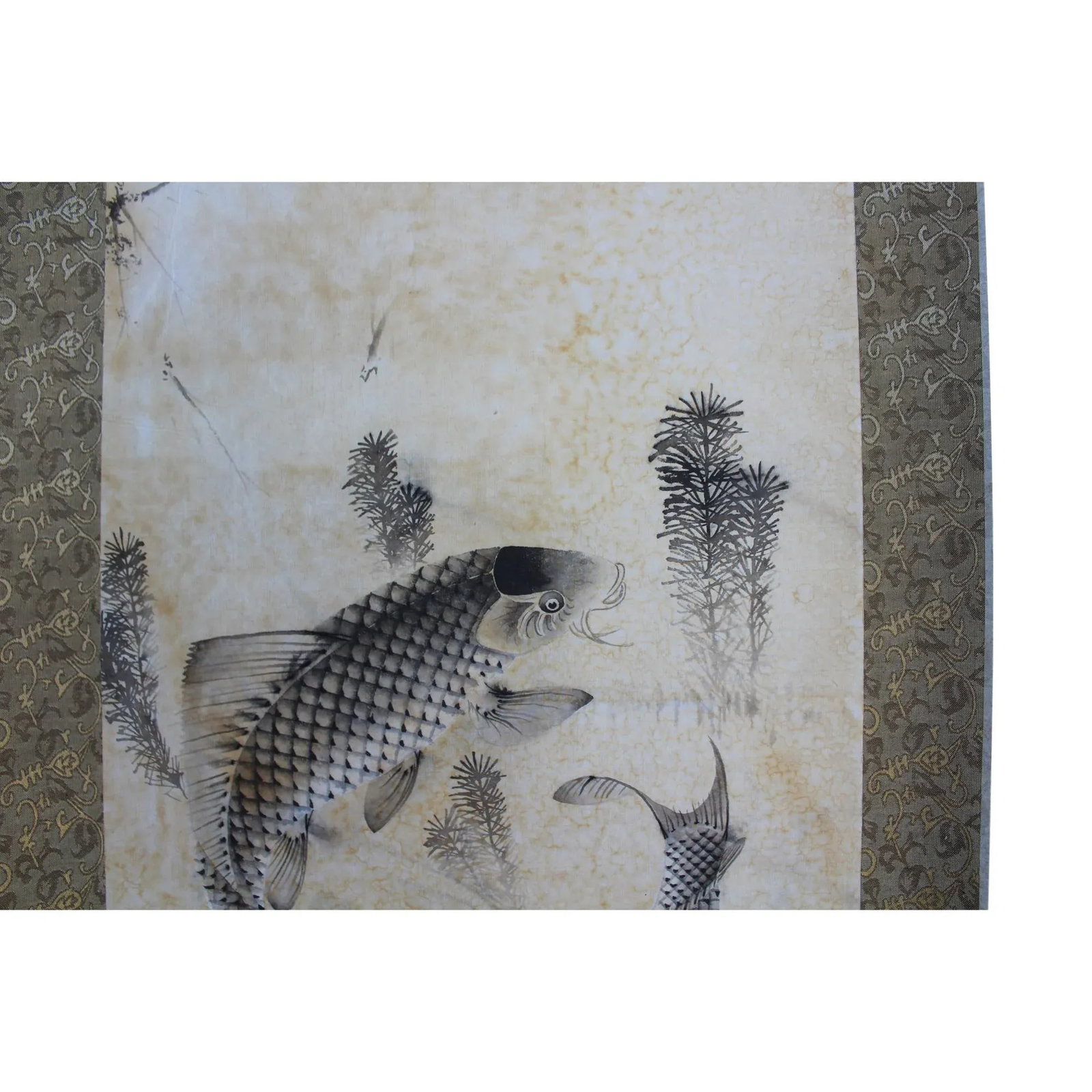 Chinese Calligraphy Ink Fishes Drawing Scroll Paintings Wall Art - Set of 4 - 3