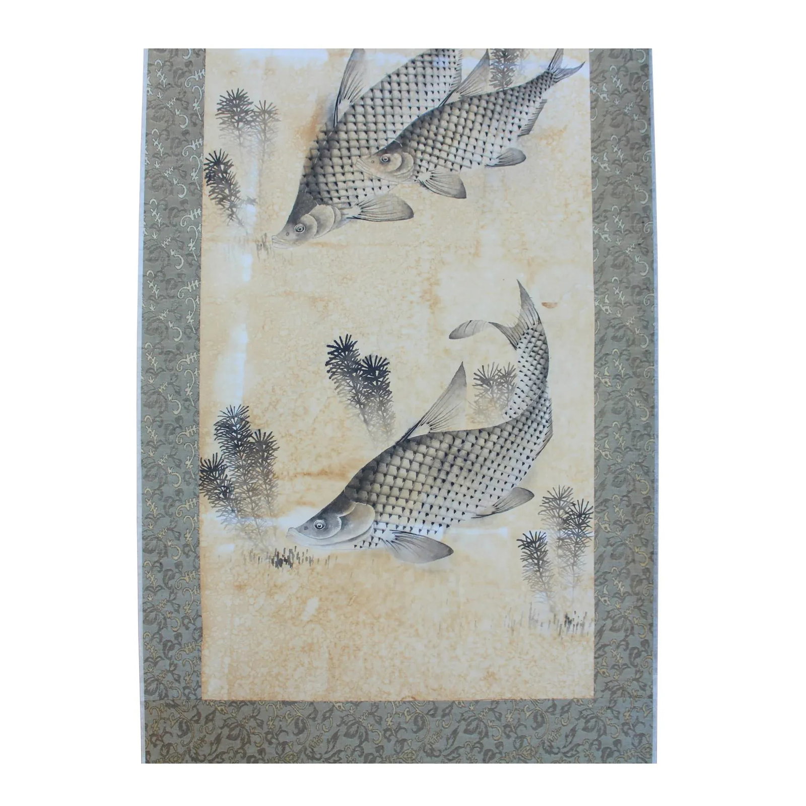 Chinese Calligraphy Ink Fishes Drawing Scroll Paintings Wall Art - Set of 4 - 5