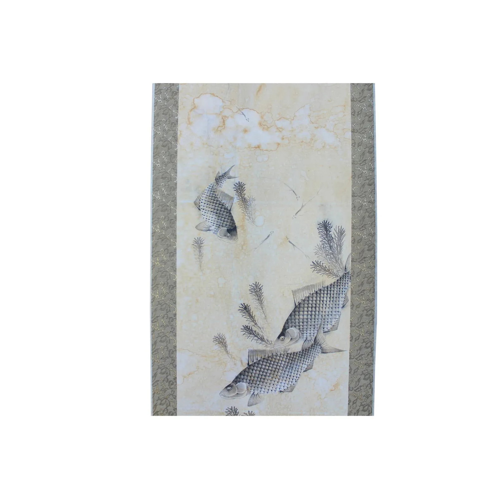 Chinese Calligraphy Ink Fishes Drawing Scroll Paintings Wall Art - Set of 4 - 8