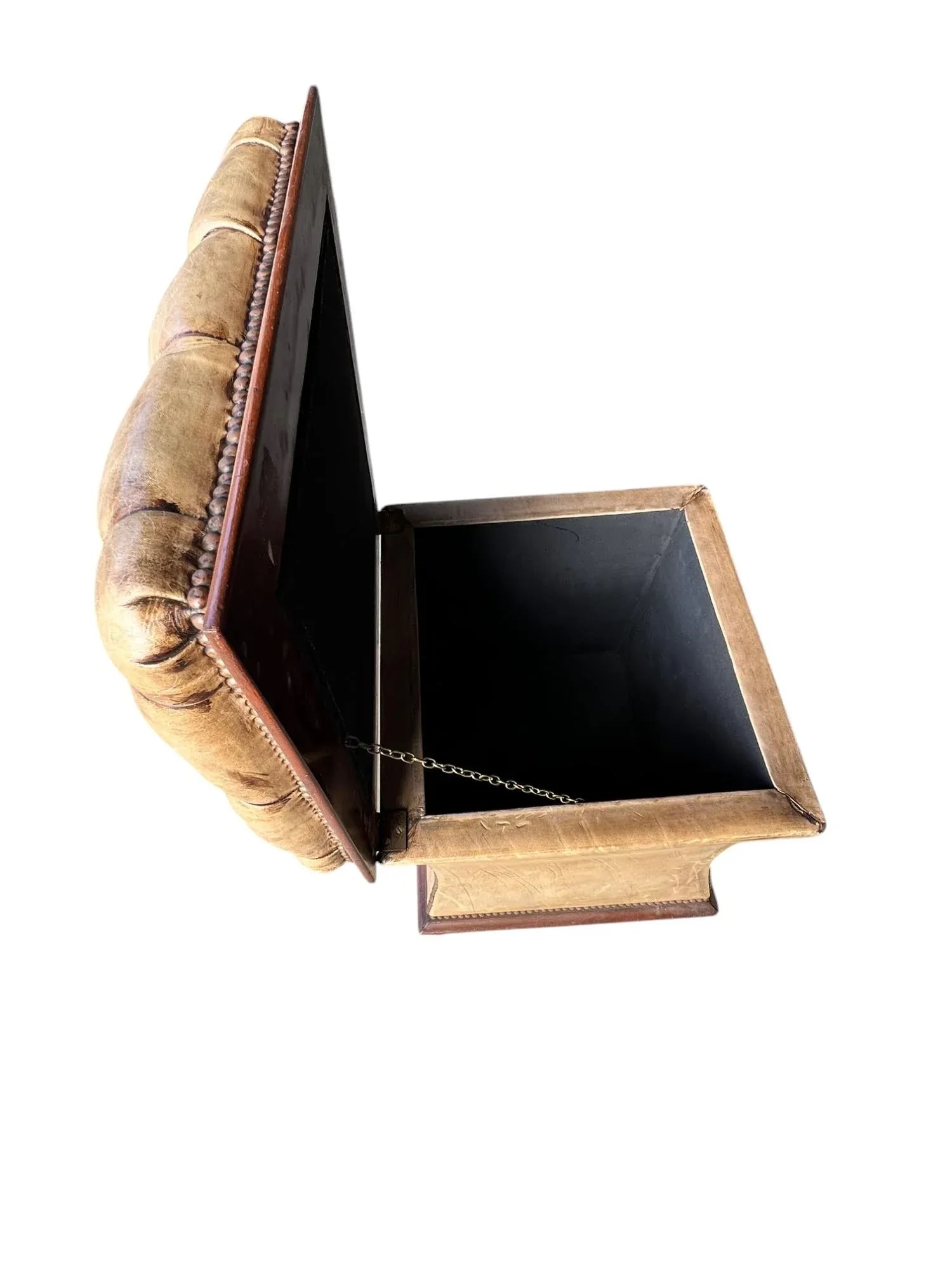 English Leather Upholstered Victorian Ottoman With Storage - 10
