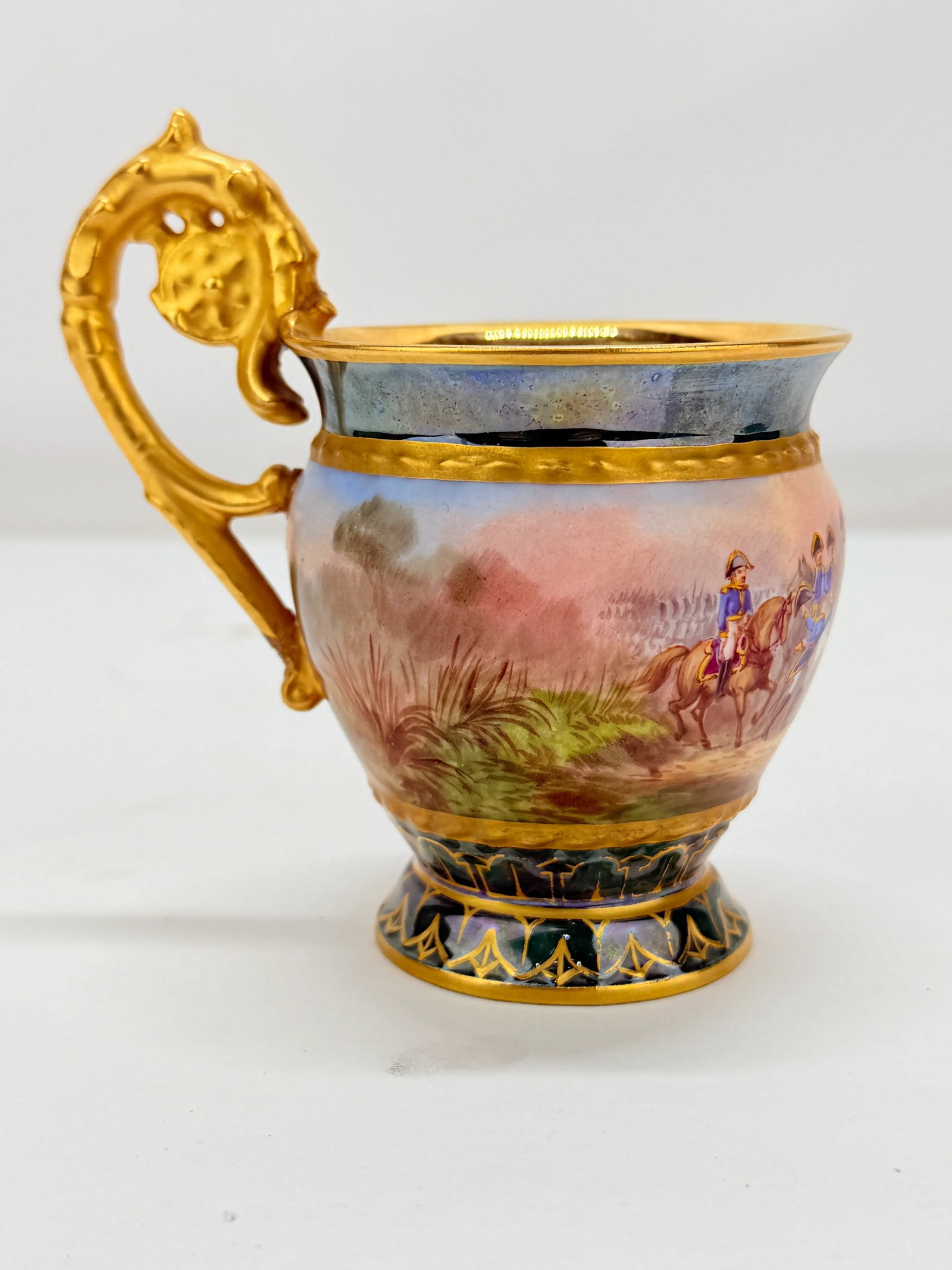 19th Century, Sevres Style "Battle of Waterloo" Porcelain Cup - Signed Desprez - 6