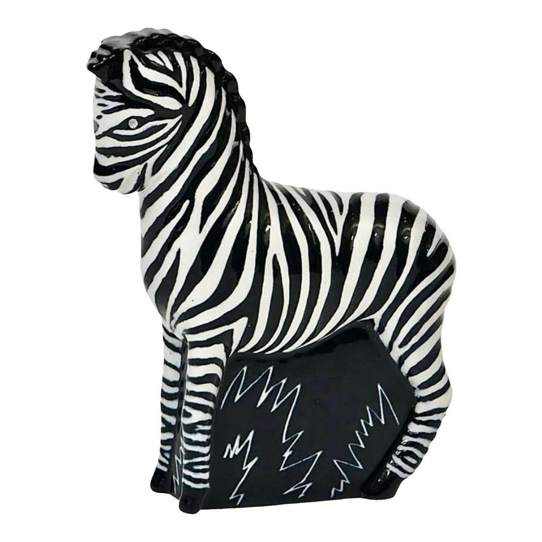 Wayland Gregory Art Deco Porcelain Zebra Sculpture, Glazed, Signed, 1930s, Usa: Wayland Gregory, Porcelain zebra sculpture, glazed, signed, 1930s, USA. New Jersey, circa 1935, high glazed ceramic, incised signature, Measures: 4 5/8" W x 1 1/2" D x 5 1/2" H Exhibitions: Waylande