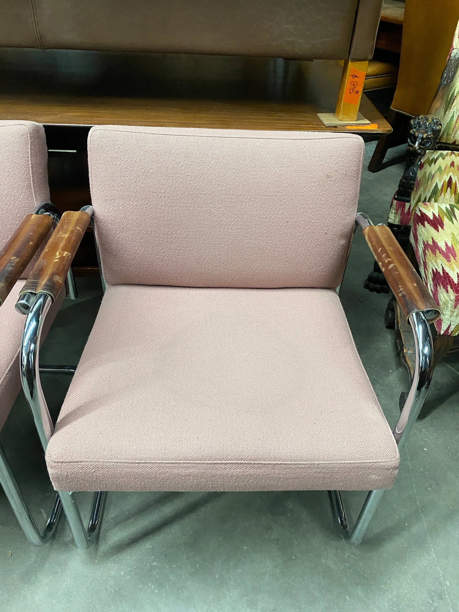1970s Vintage Mid-Century Cantilever Chromed Steel Armchairs in the Style of Bauhaus Mies Van Der Ro - 7