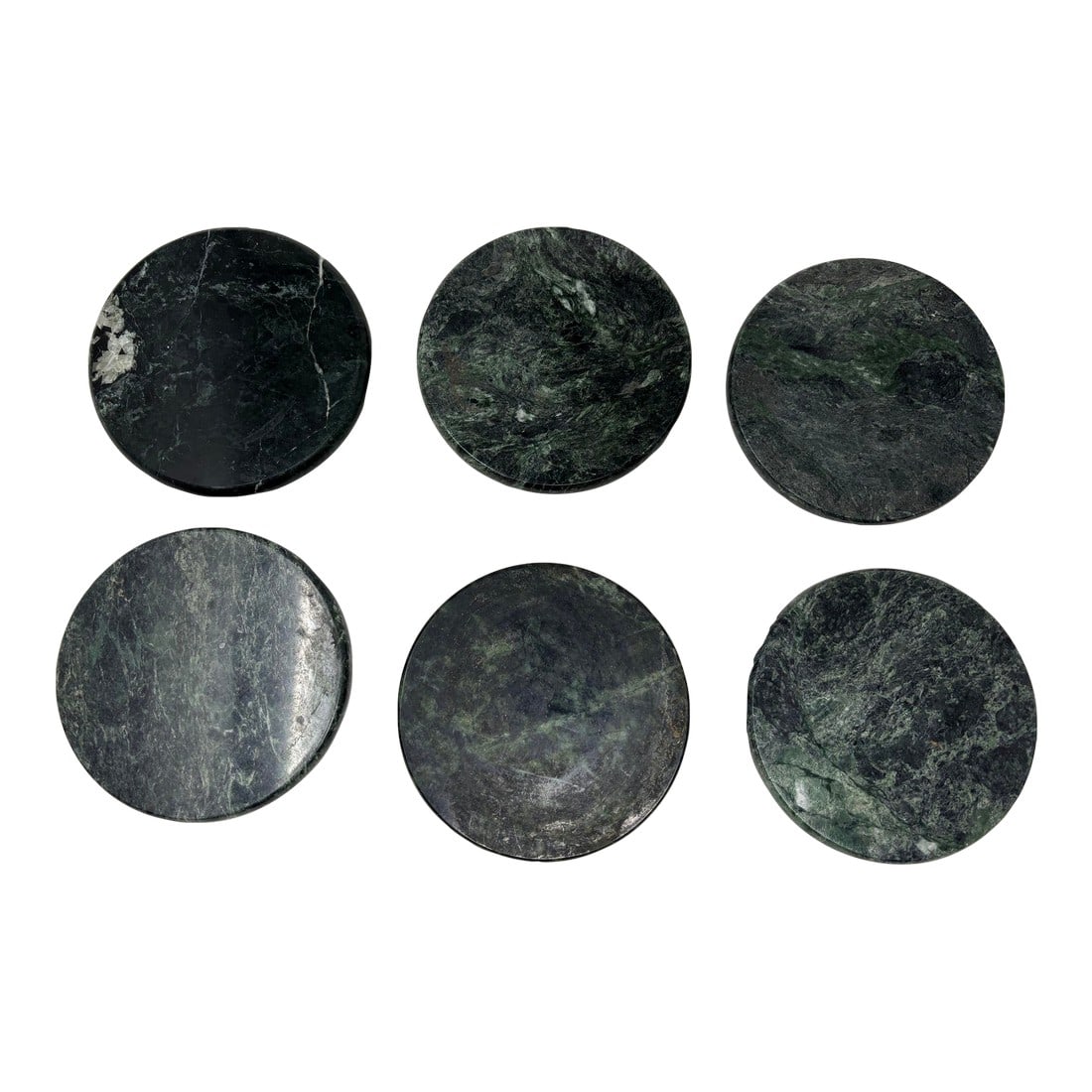 Green Marble Coasters Set 6 Pieces Handmade in Italy Collectible 1970 (1 of 6)