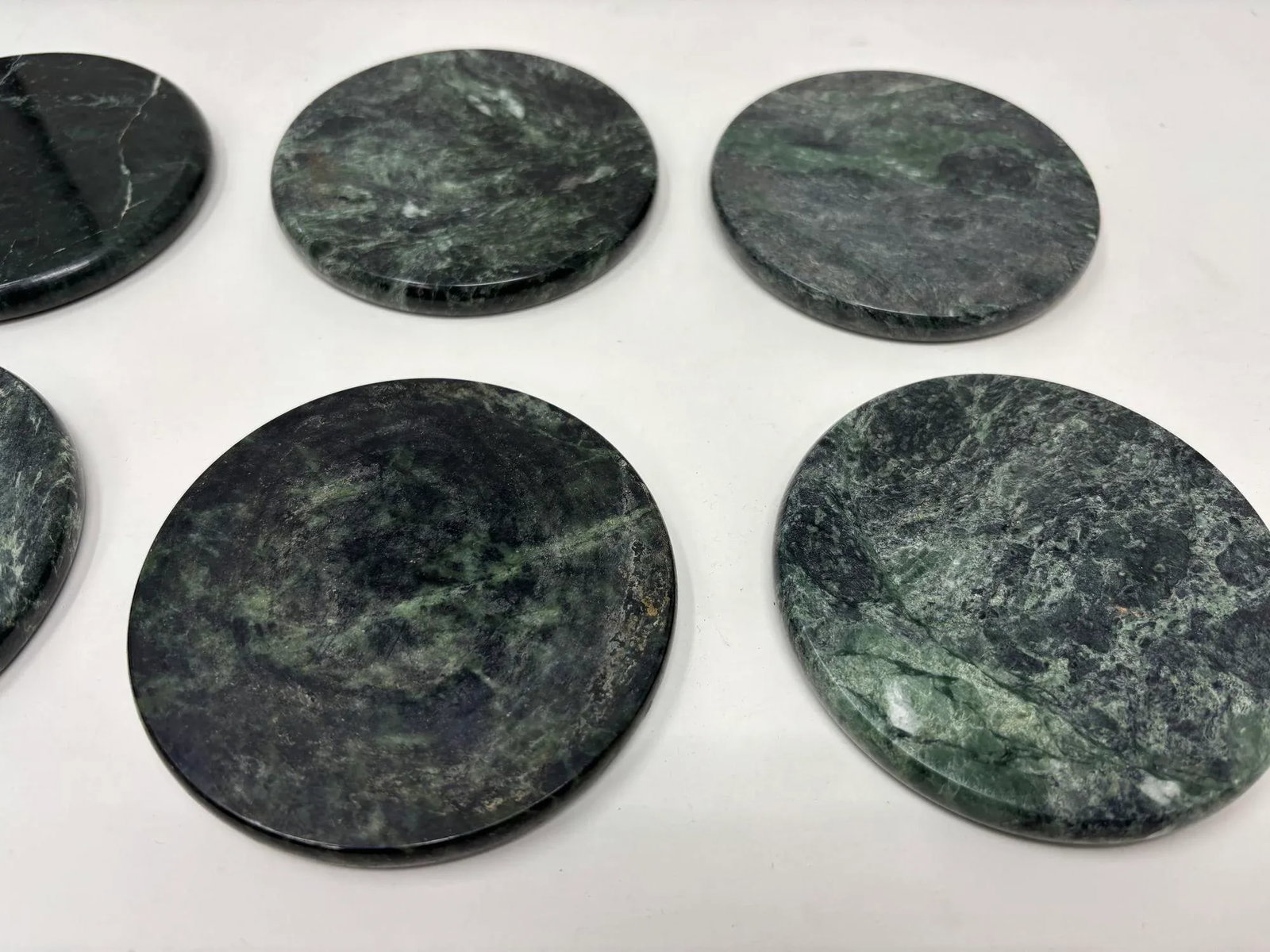 Green Marble Coasters Set 6 Pieces Handmade in Italy Collectible 1970 - 4