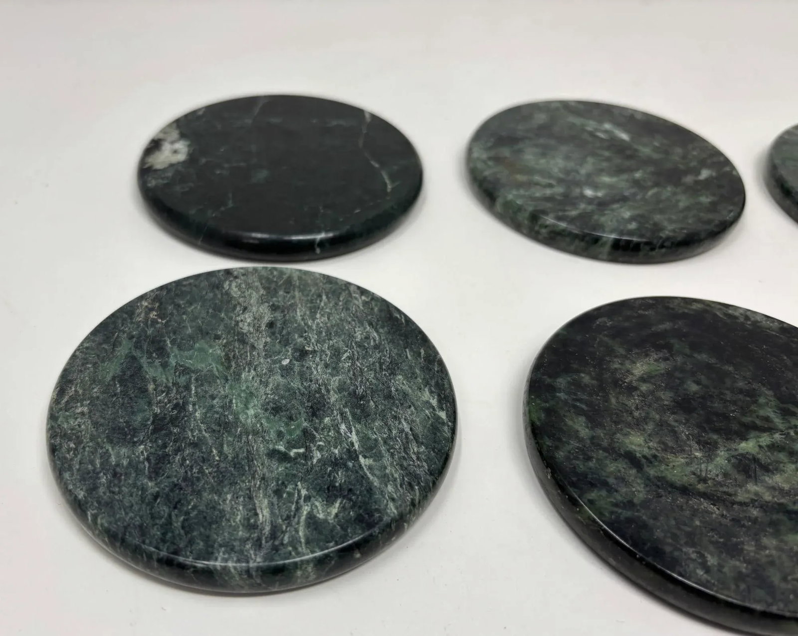 Green Marble Coasters Set 6 Pieces Handmade in Italy Collectible 1970 - 5
