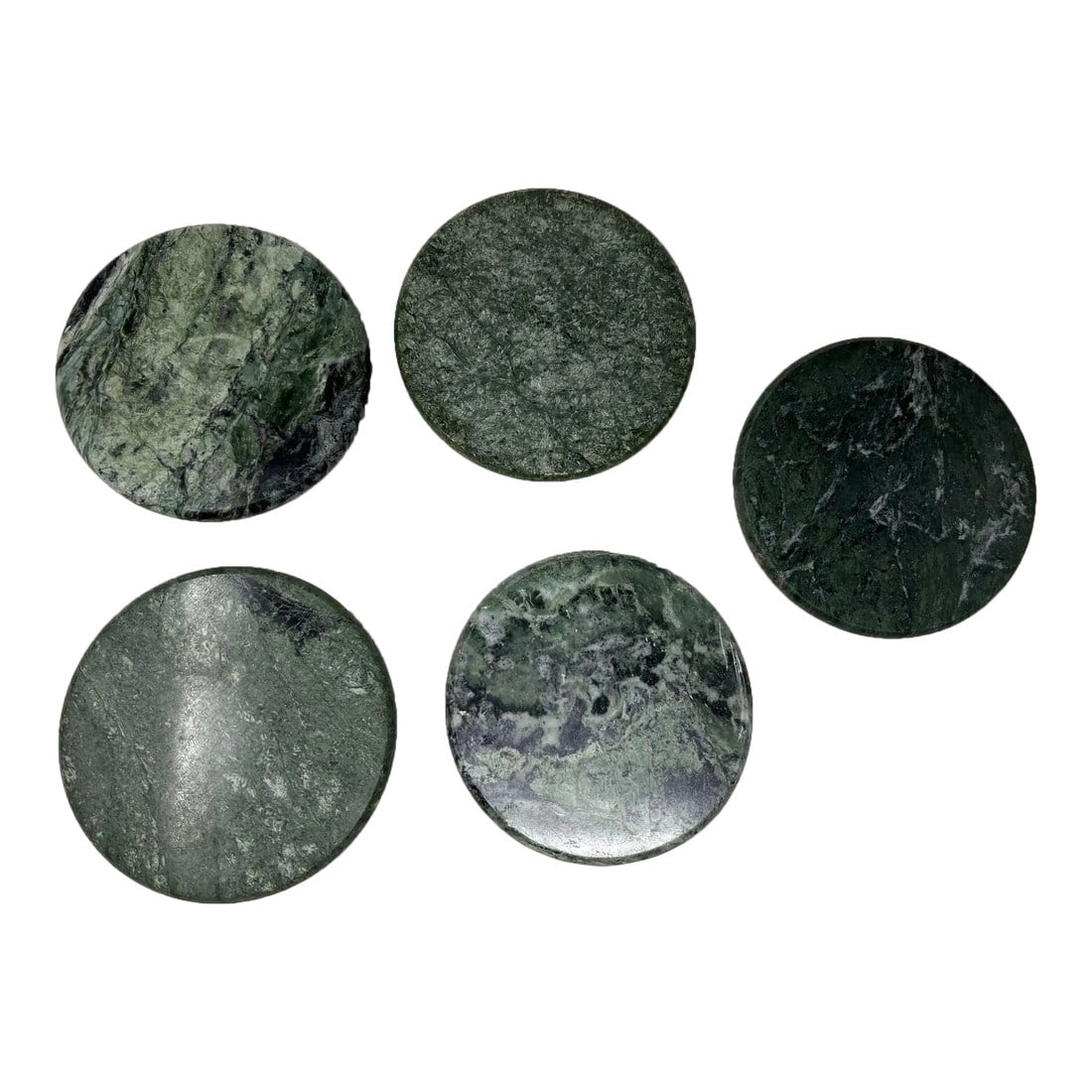Vintage Green Marble Coasters Set 5 Pieces Handmade in Italy Collectible 1970 (1 of 8)