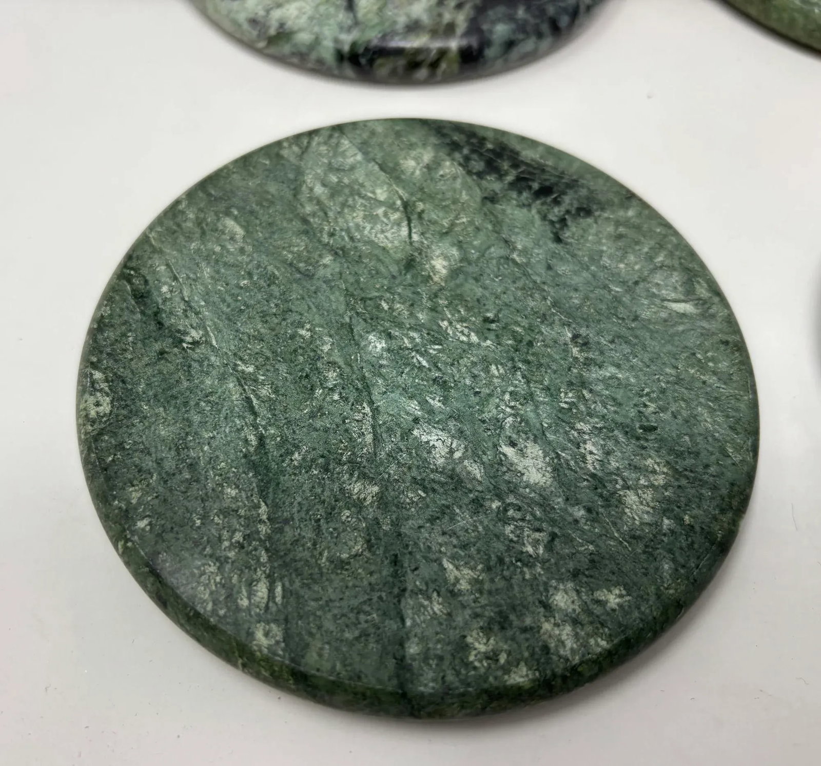 Vintage Green Marble Coasters Set 5 Pieces Handmade in Italy Collectible 1970 - 3