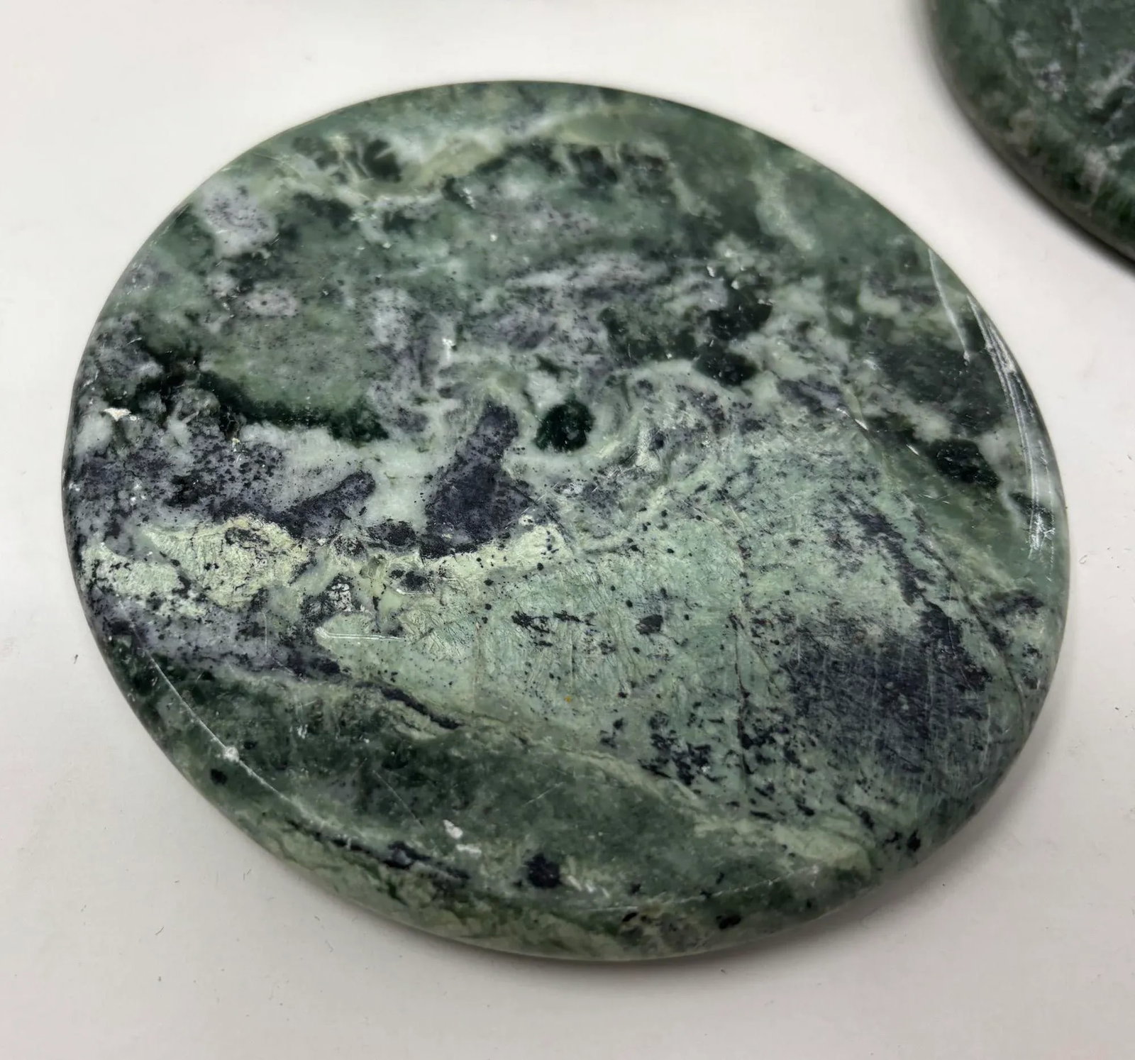 Vintage Green Marble Coasters Set 5 Pieces Handmade in Italy Collectible 1970 - 4