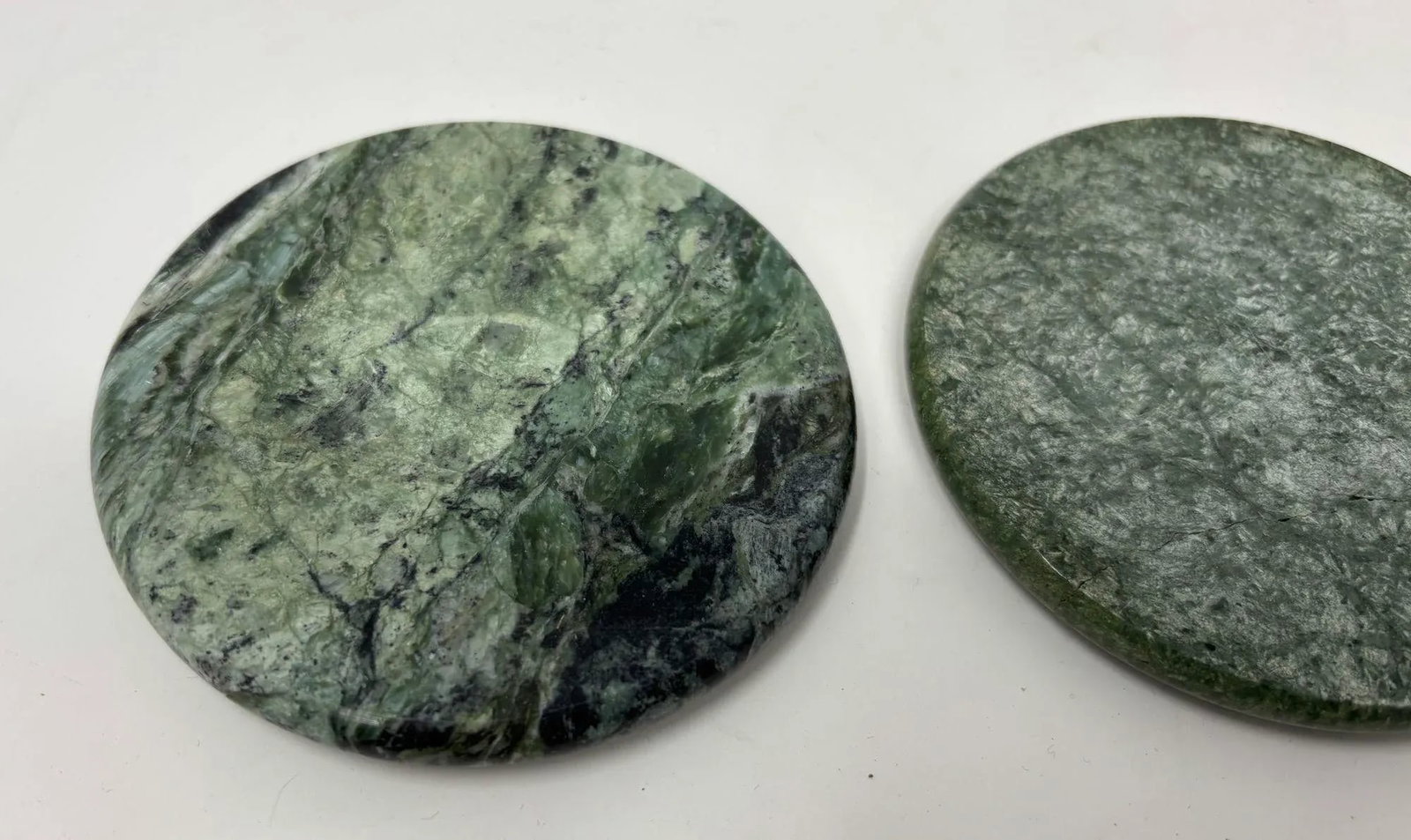 Vintage Green Marble Coasters Set 5 Pieces Handmade in Italy Collectible 1970 - 7
