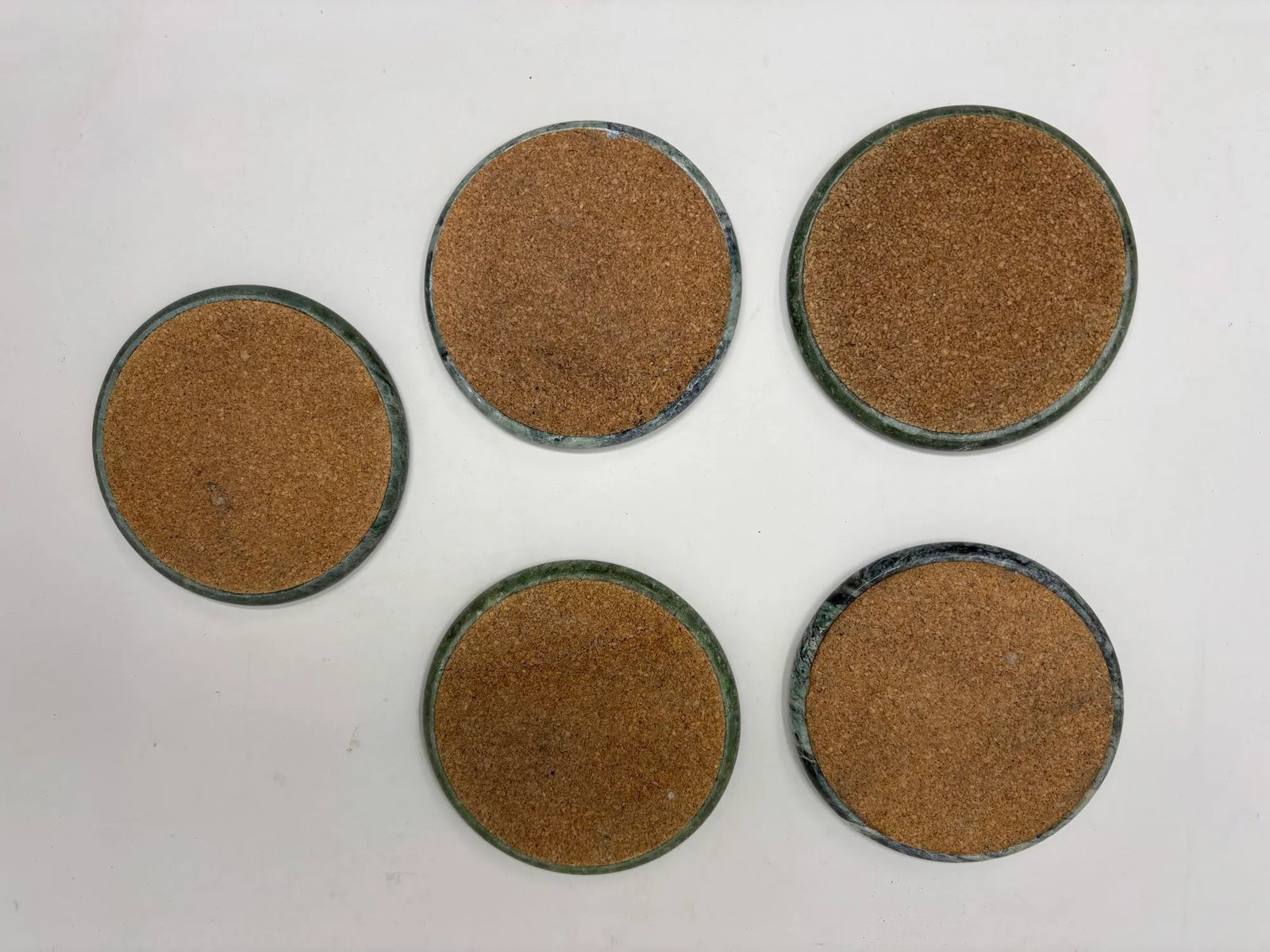 Vintage Green Marble Coasters Set 5 Pieces Handmade in Italy Collectible 1970 - 8