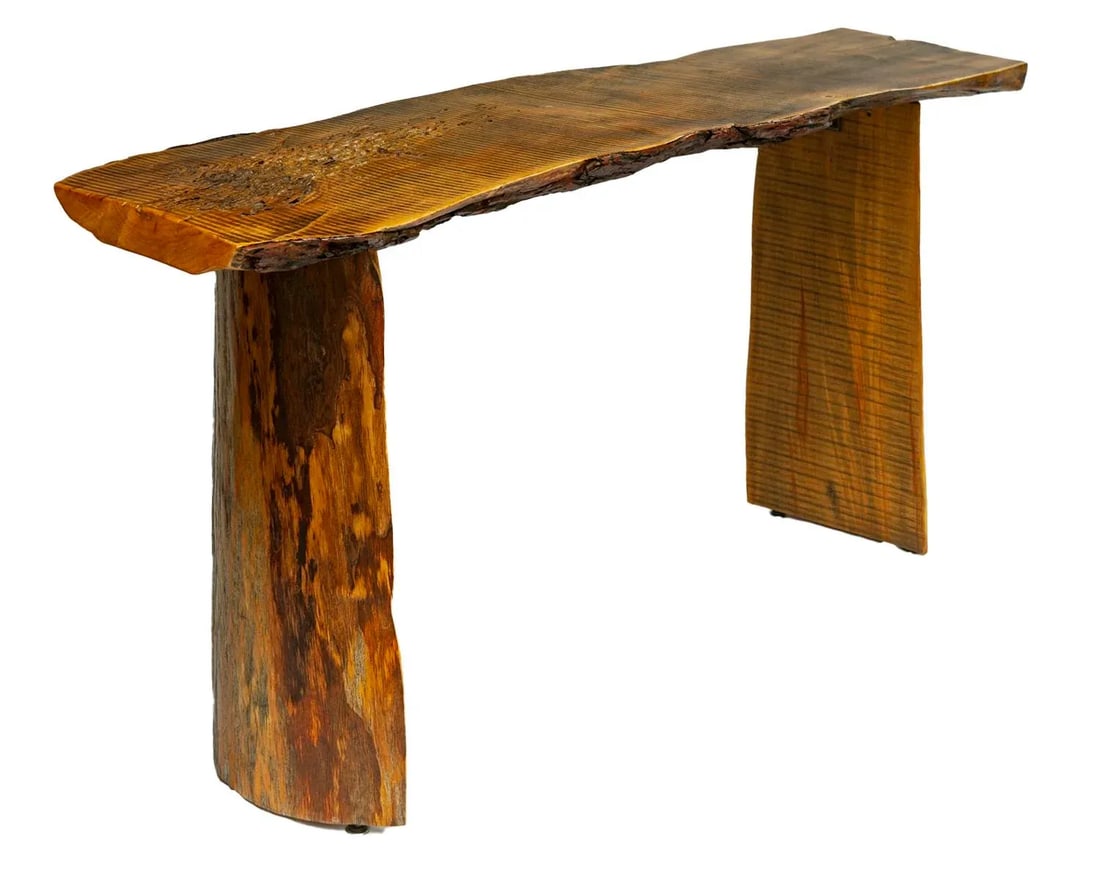 Organic Live Edge Wood Console Table - 4