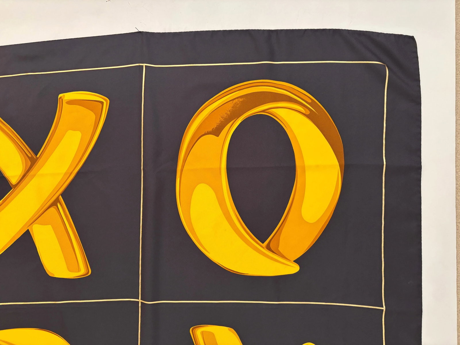 Paloma Picasso "XOXO" Black and Gold Silk Scarf Italy - 11