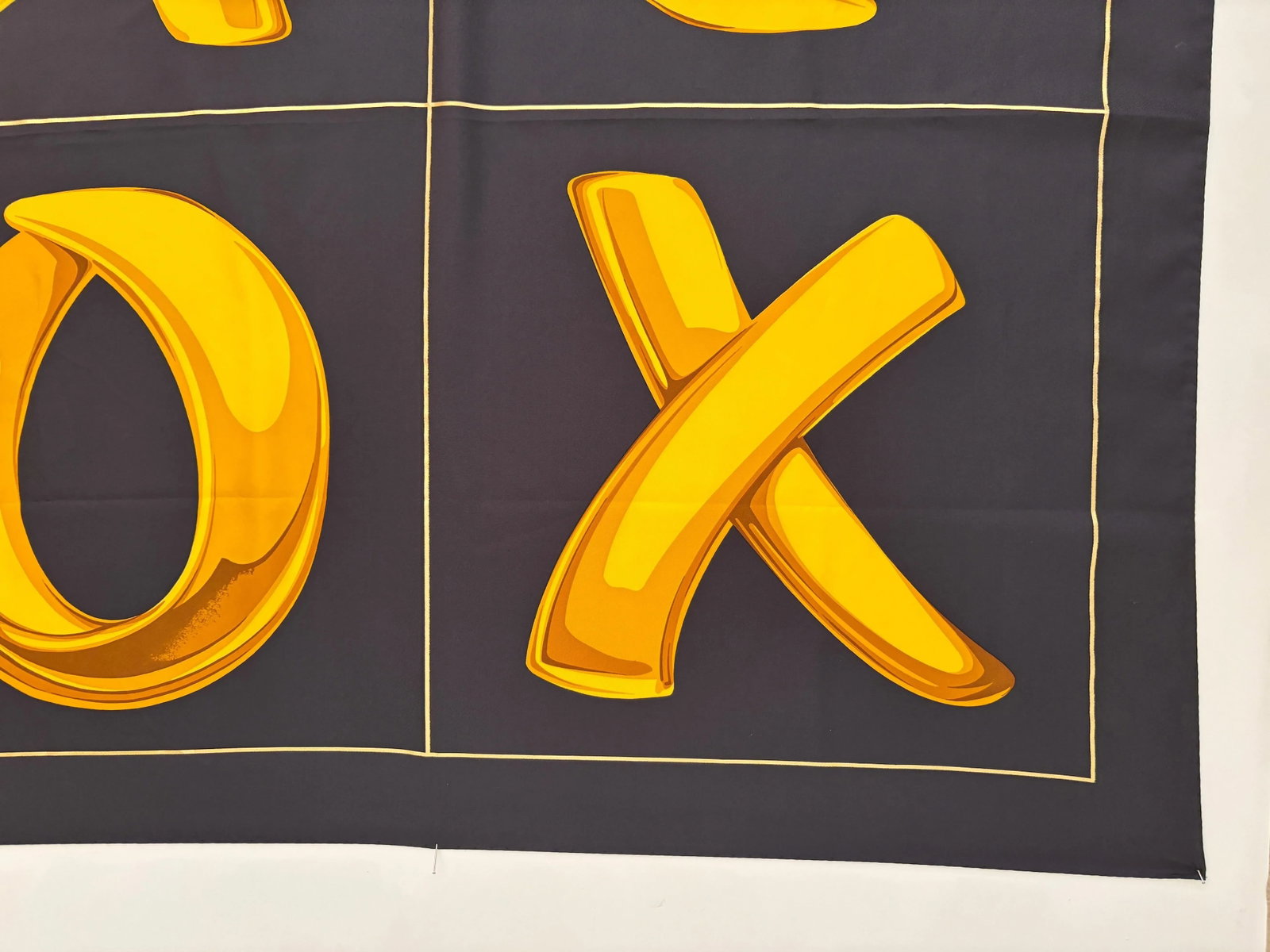 Paloma Picasso "XOXO" Black and Gold Silk Scarf Italy - 12