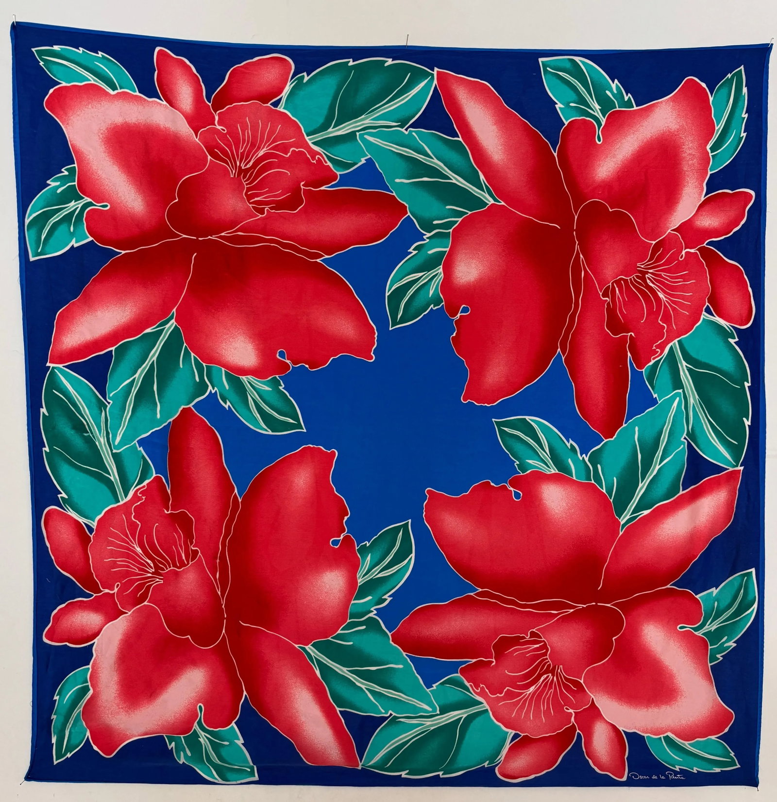 Oscar De La Renta Vivid Floral Tropical Silk Scarf - 10