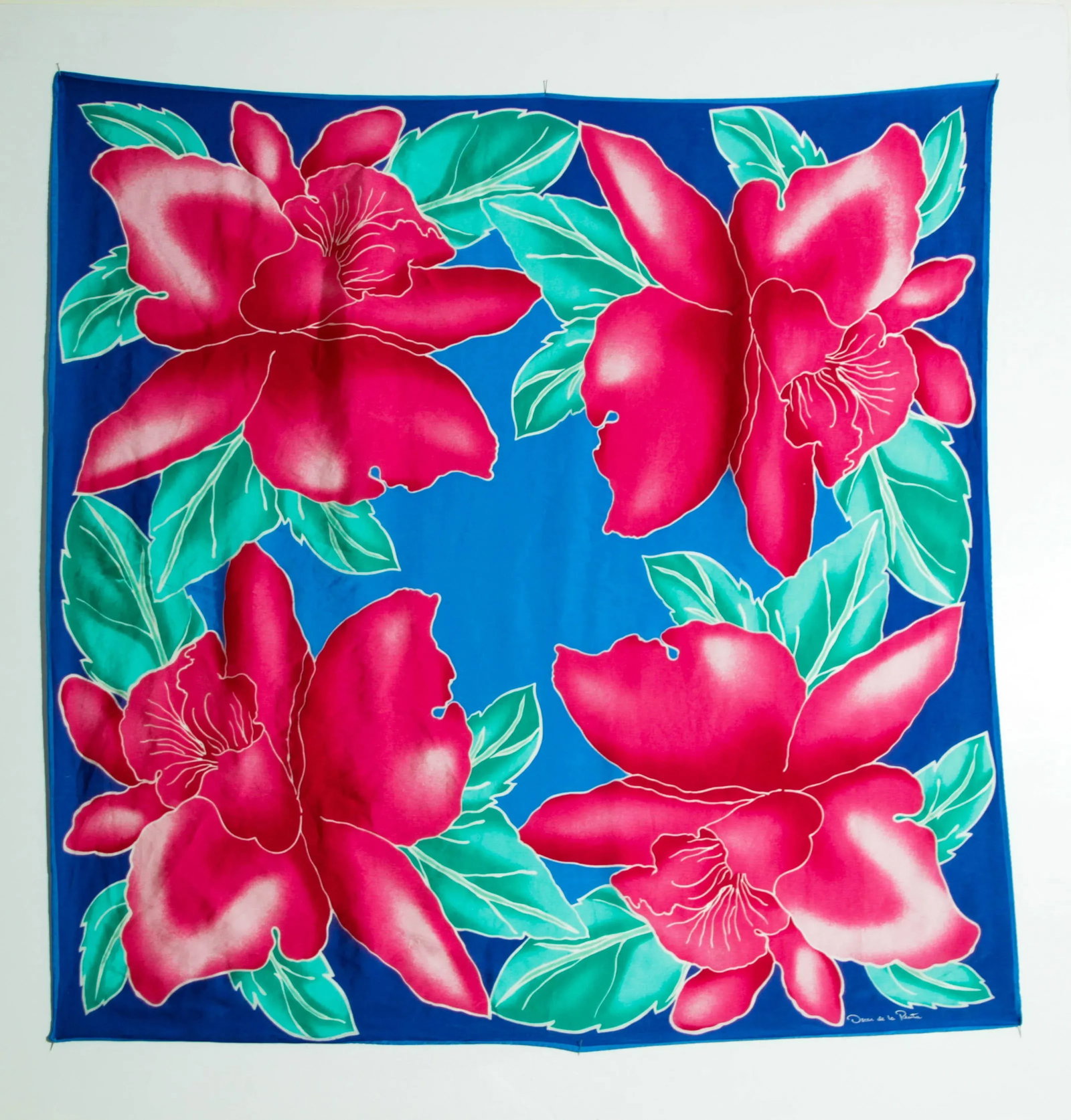 Oscar De La Renta Vivid Floral Tropical Silk Scarf - 11